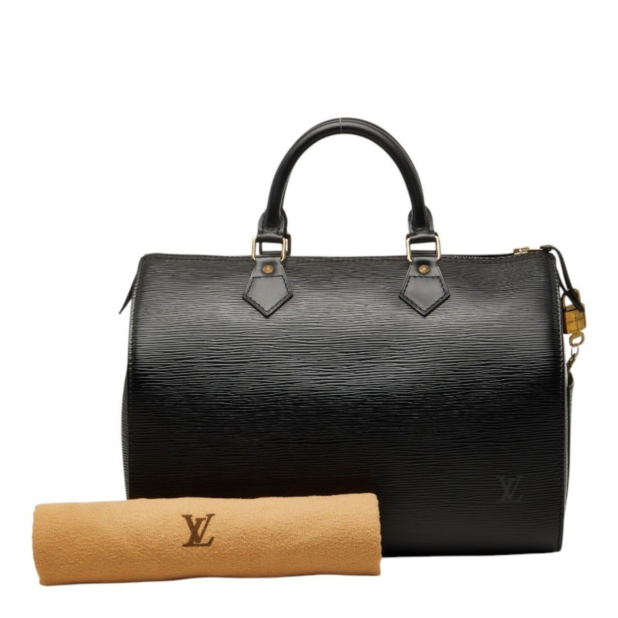 Louis Vuitton Black Noir Leather Boston Bag Handbag (Pre-Owned)