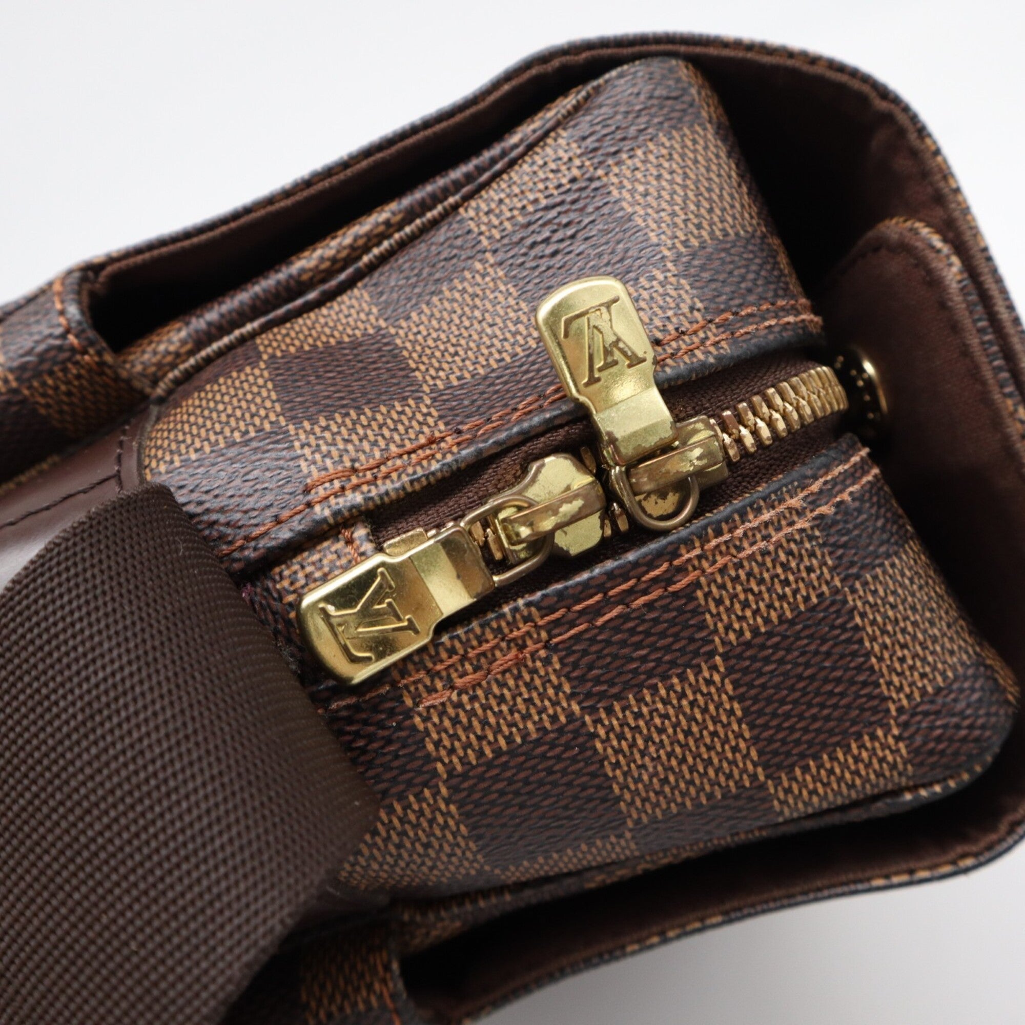 Louis Vuitton Beige Brown Damier Canvas Coated Canvas Leather Shoulder Bag (Pre-Owned)