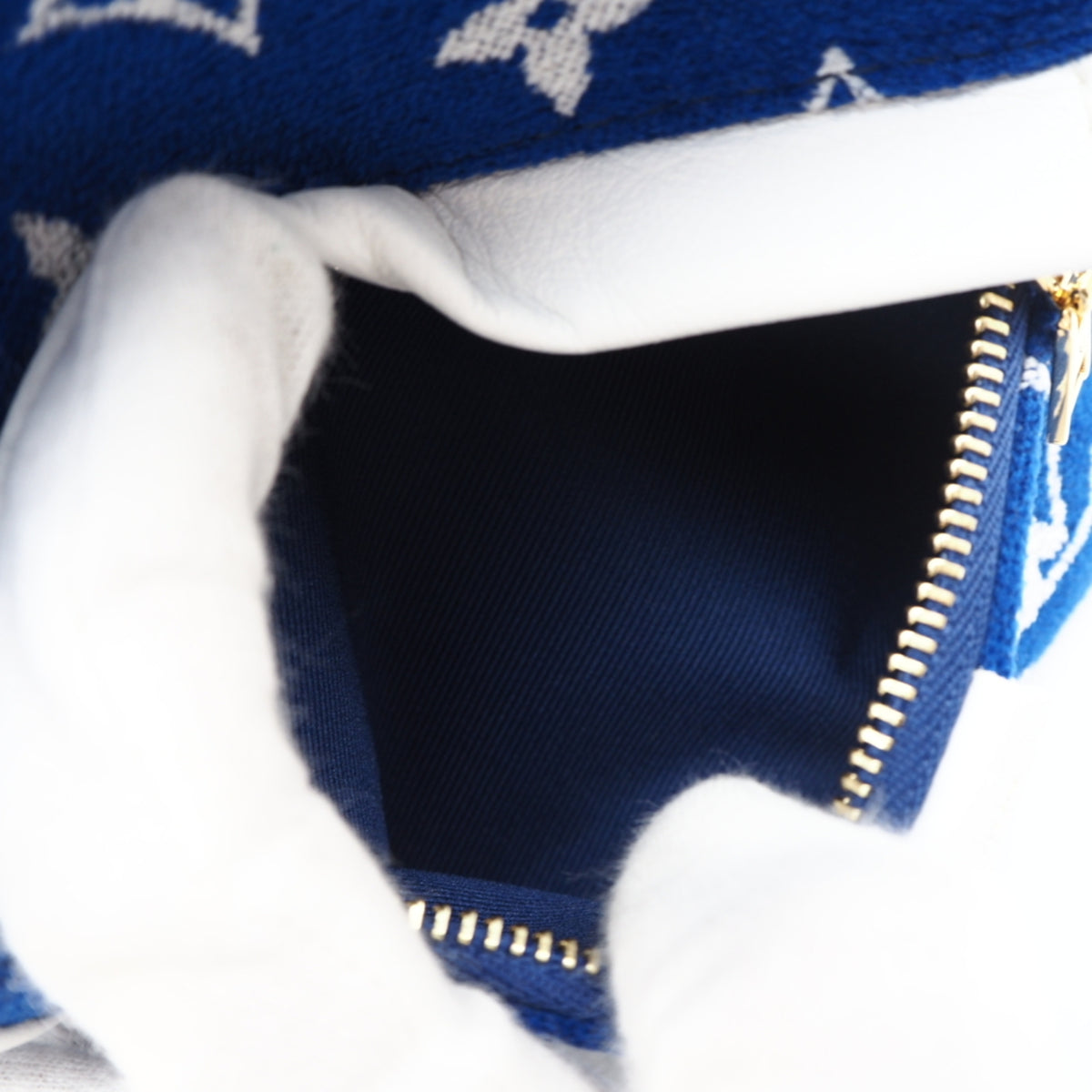 Louis Vuitton Blue White Jacquard Velvet Backpack (Pre-Owned)
