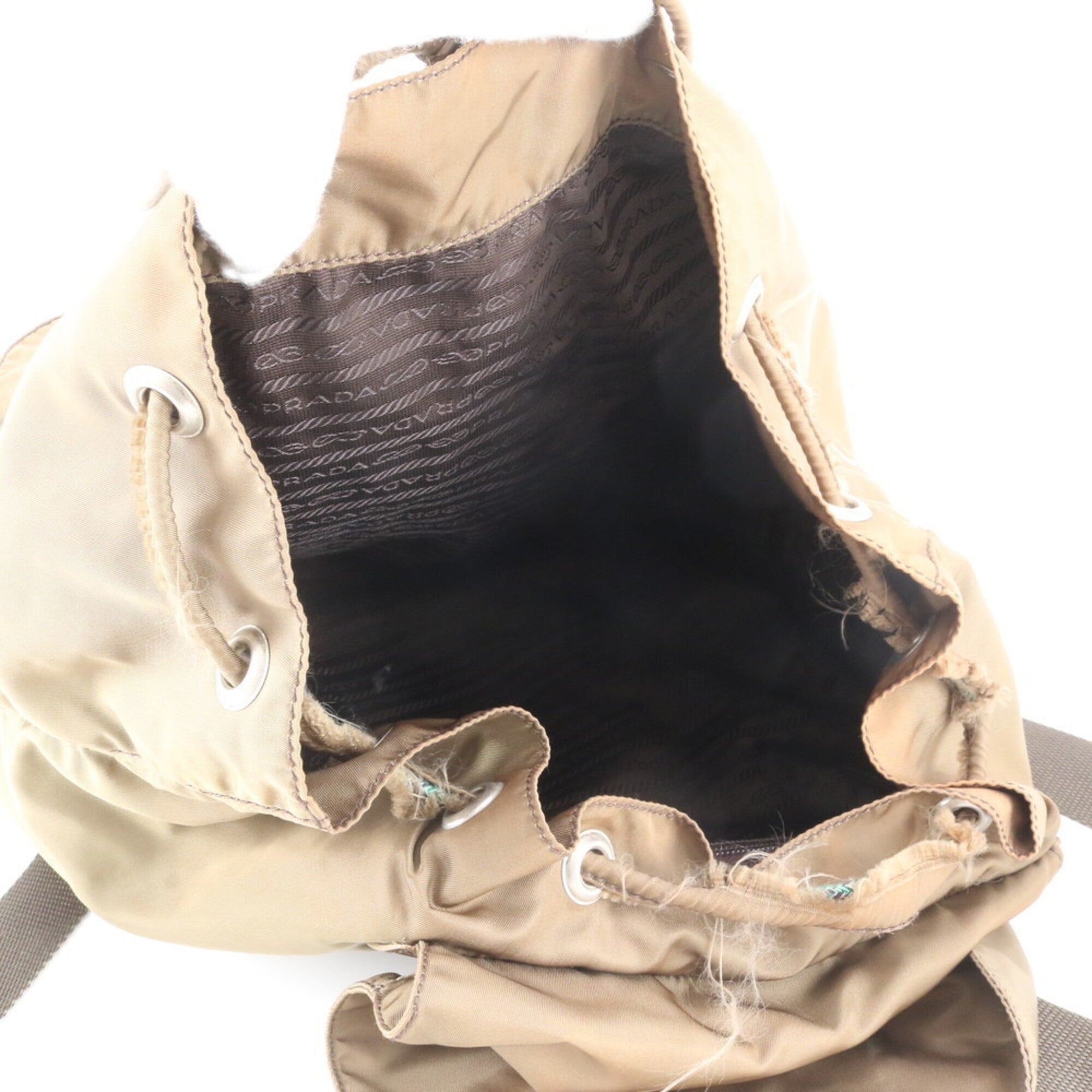 Prada Beige Nylon Leather Backpack (Pre-Owned)