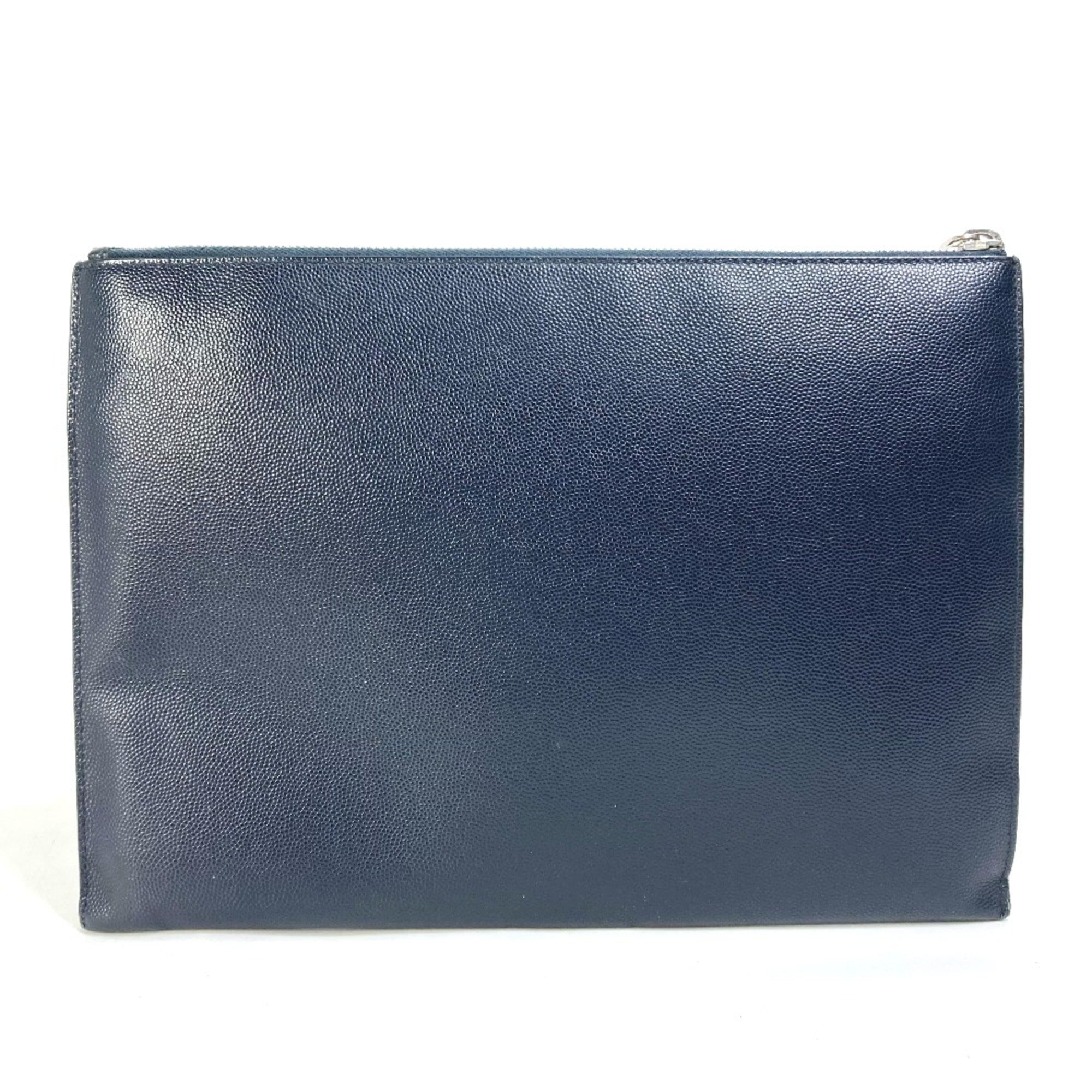 Saint Laurent Navy Leather Clutch Bag (Pre-Owned)