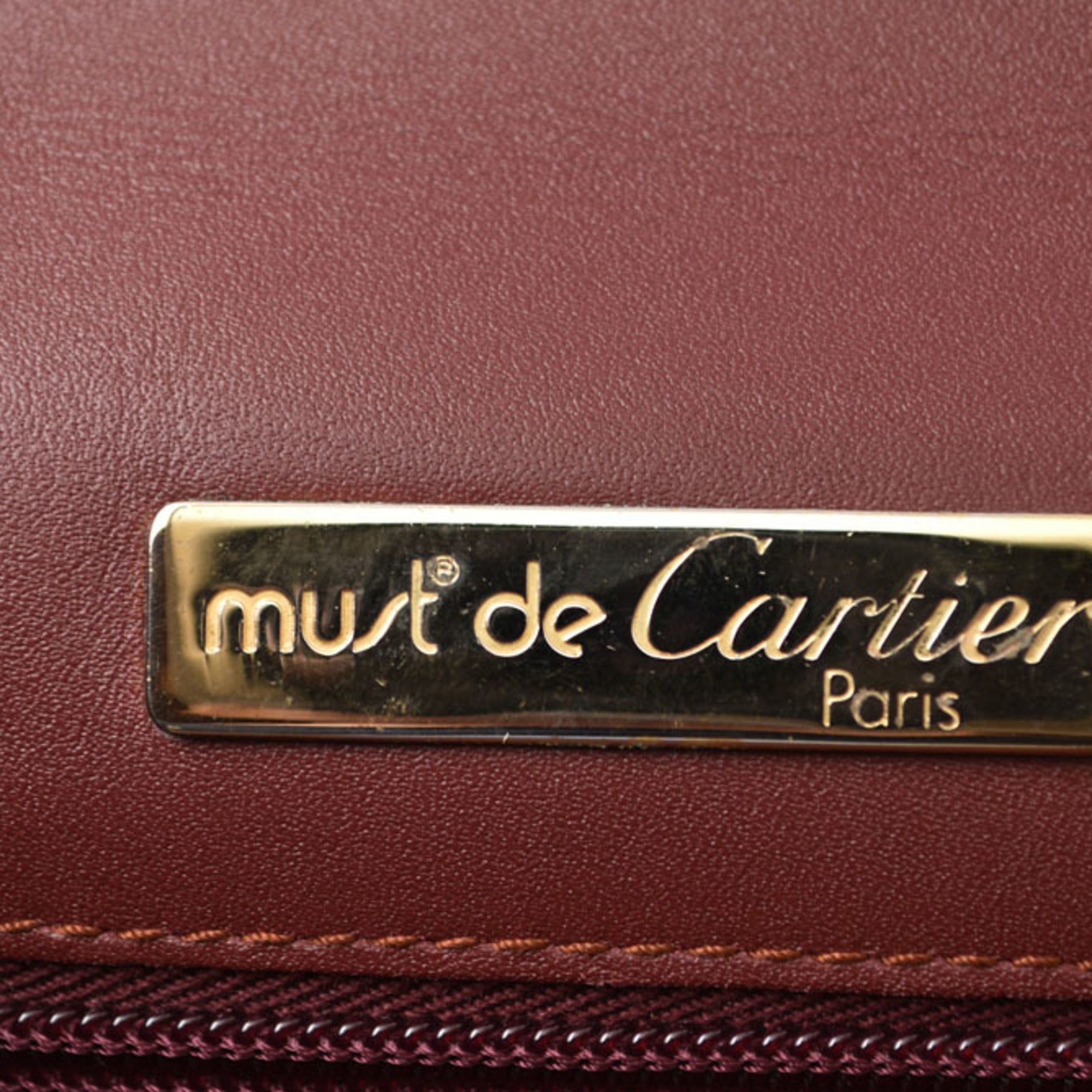 Cartier Bordeaux Leather Clutch Bag (Pre-Owned)