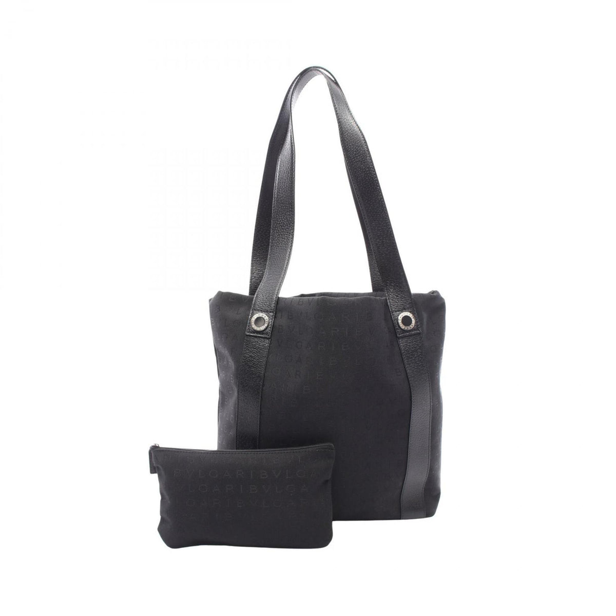 Bvlgari Black Canvas Leather Handbag Tote Bag (Pre-Owned)