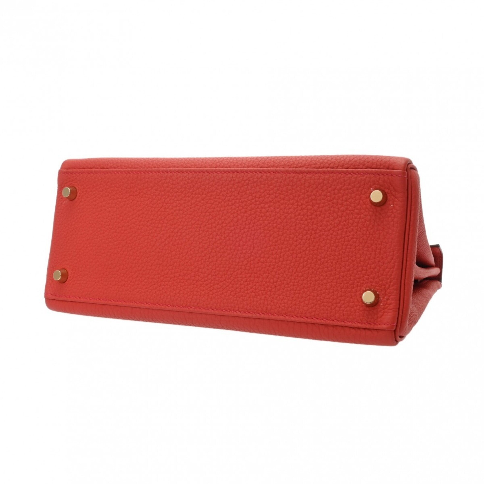 Hermes Vermilion Taurillon Clemence Leather Handbag (Pre-Owned)