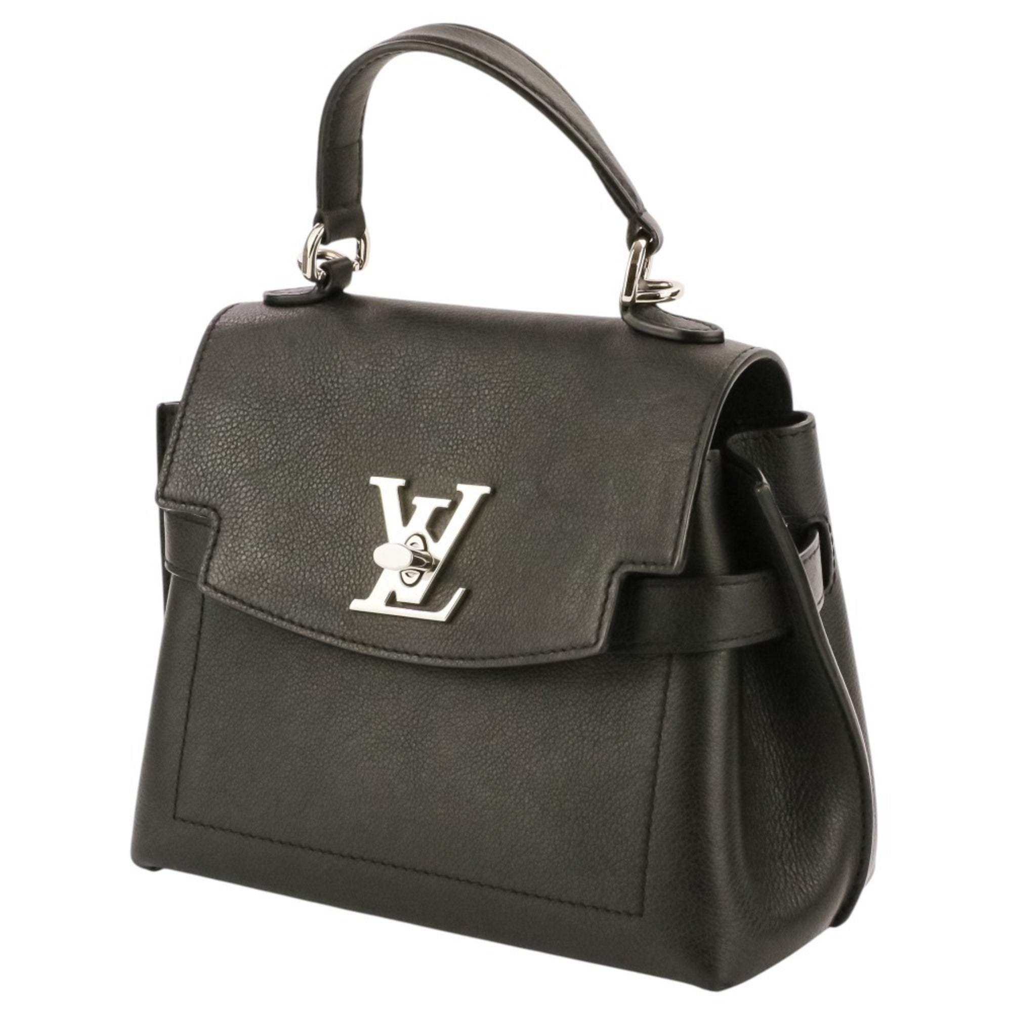 Louis Vuitton Black Leather Handbag Shoulder Bag (Pre-Owned)