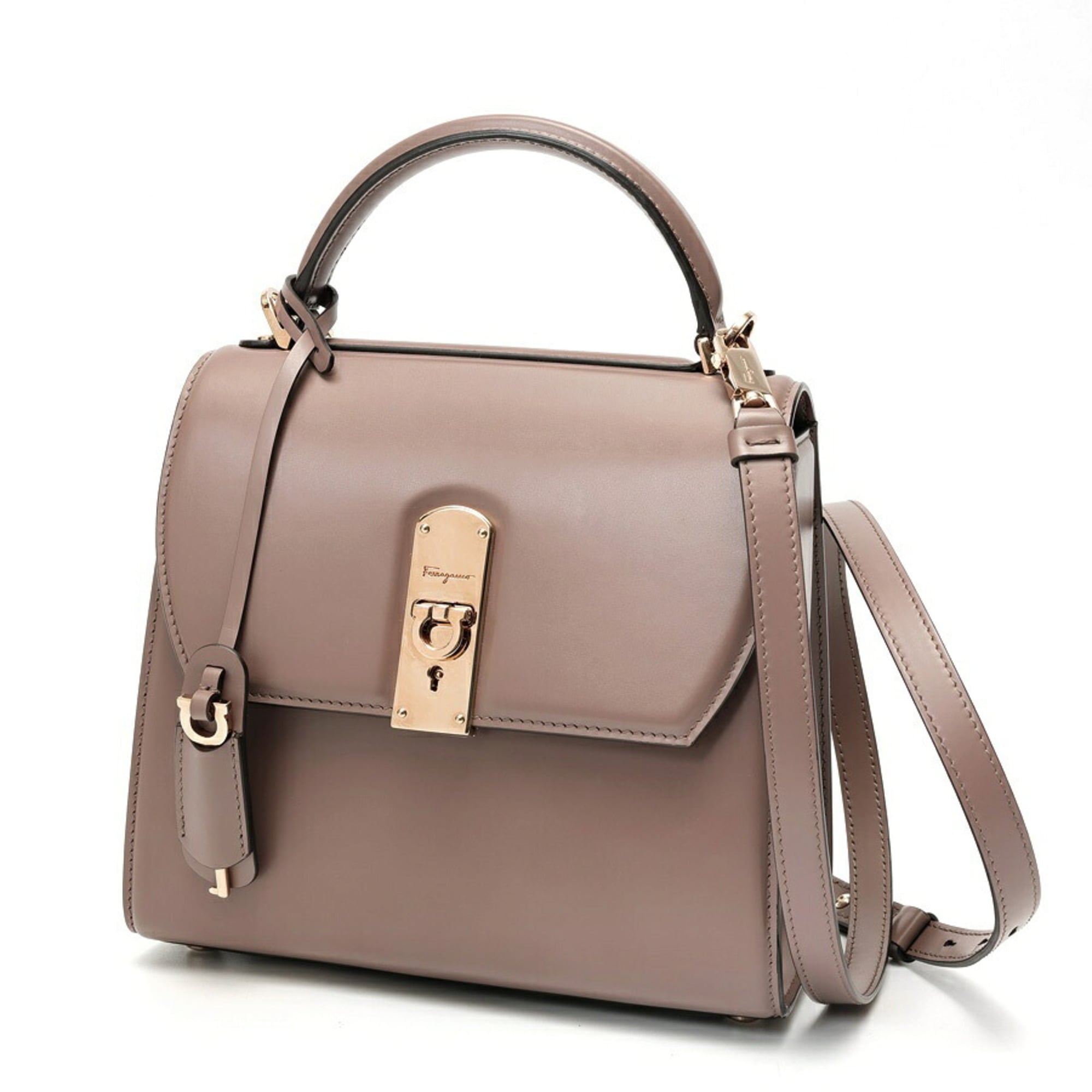 Salvatore Ferragamo Grayish Leather Shoulder Bag (Pre-Owned)