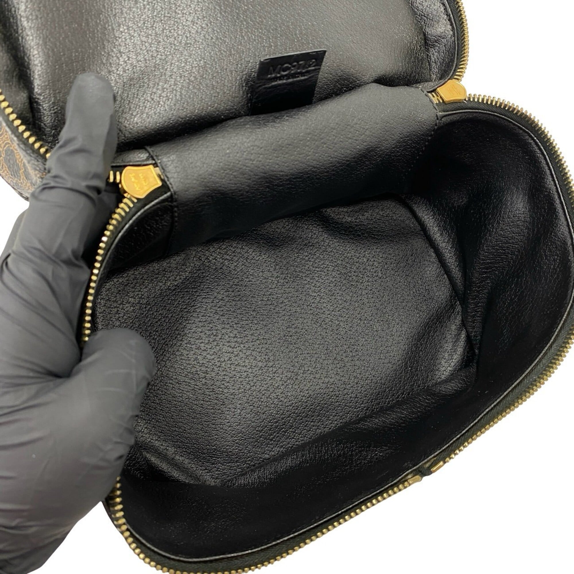 Celine Black Brown Leather Pvc Handbag Vanity Bag (Pre-Owned)