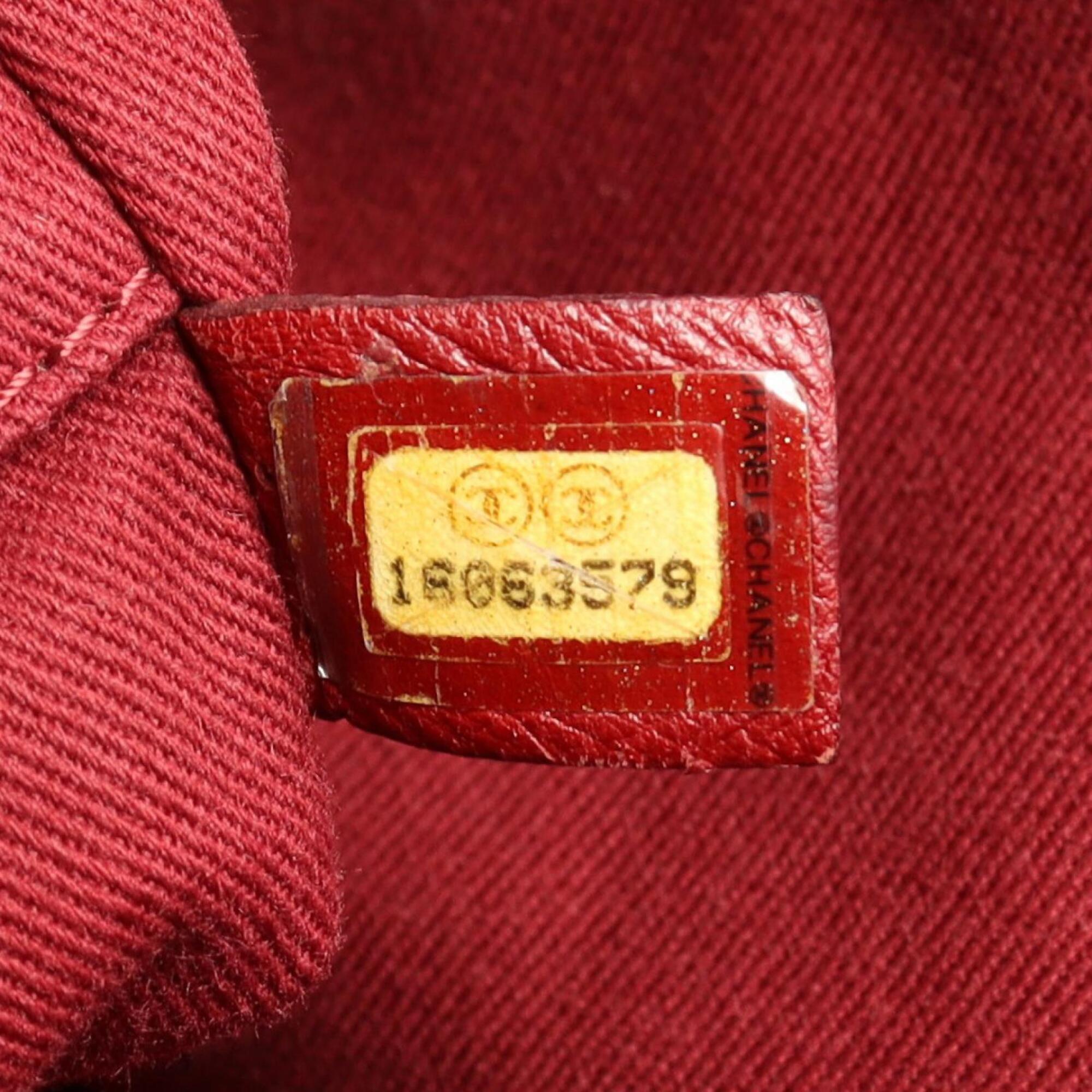 Chanel Bordeaux Red Color Canvas Leather Handbag Tote Bag (Pre-Owned)