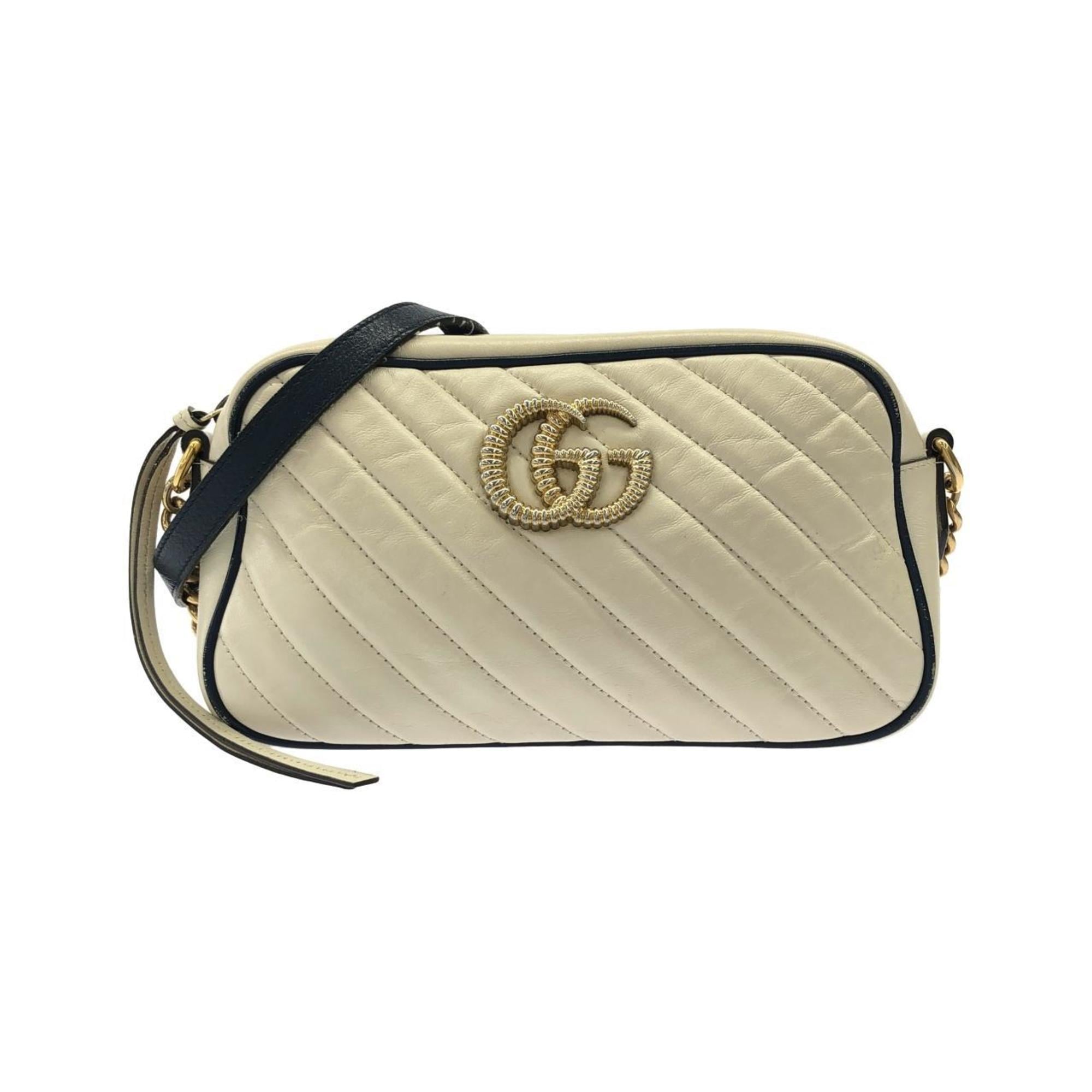 Gucci Dark Blue White Leather Shoulder Bag (Pre-Owned)