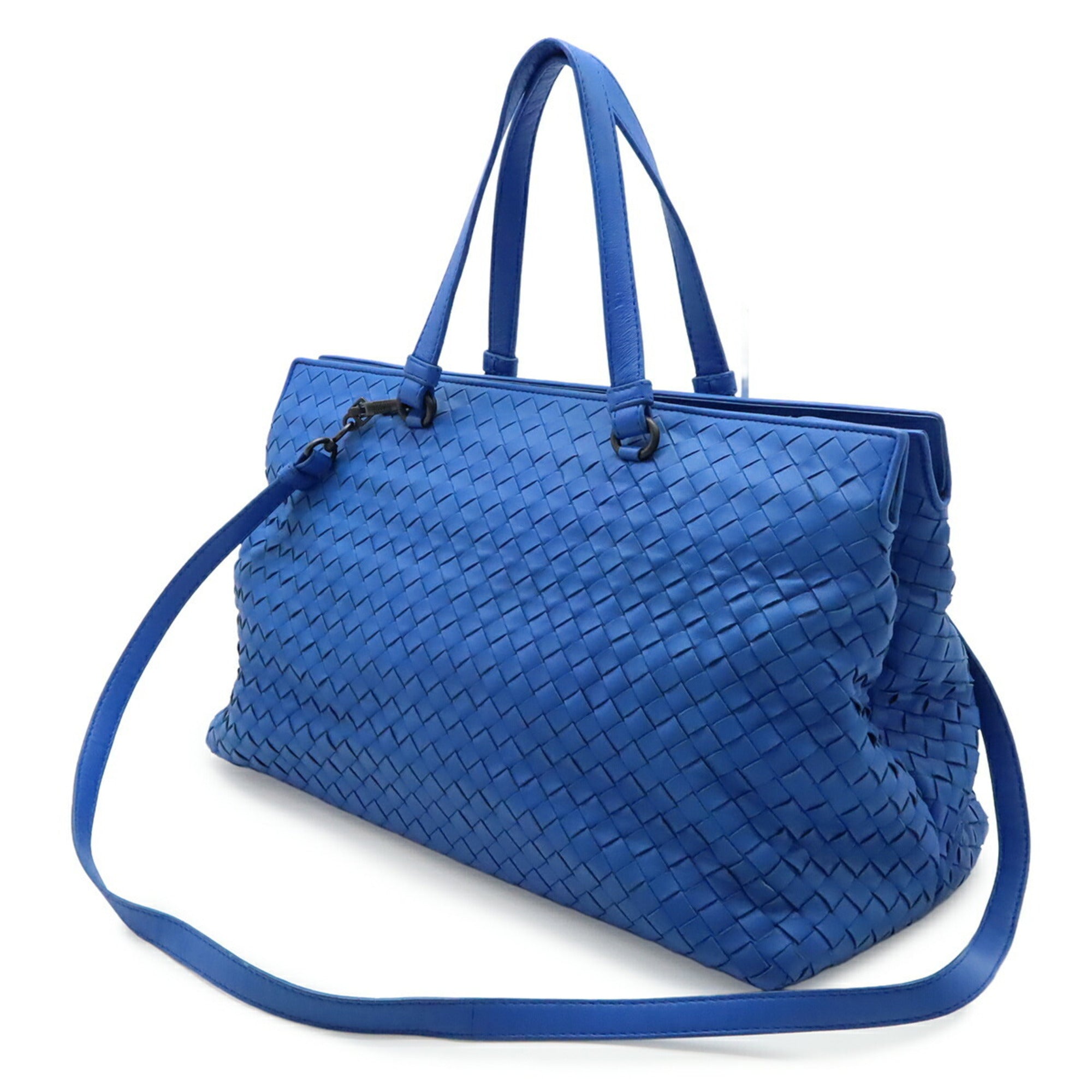 Bottega Veneta Blue Leather Shoulder Bag Tote Bag (Pre-Owned)