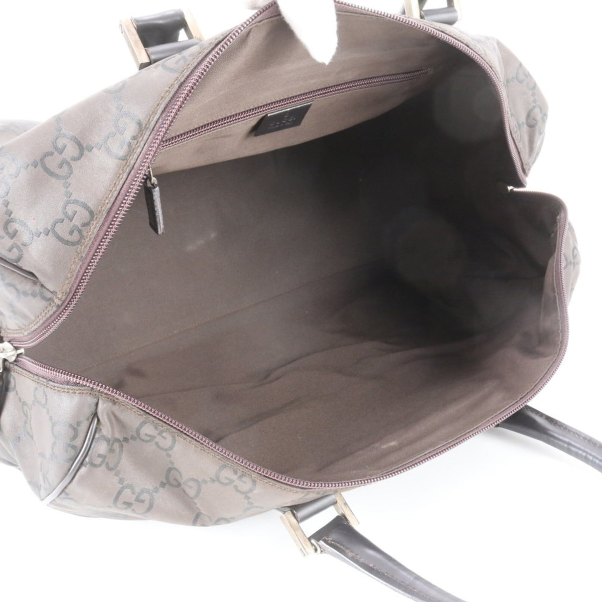 Gucci Brown Leather Nylon Boston Bag Tote Bag (Pre-Owned)