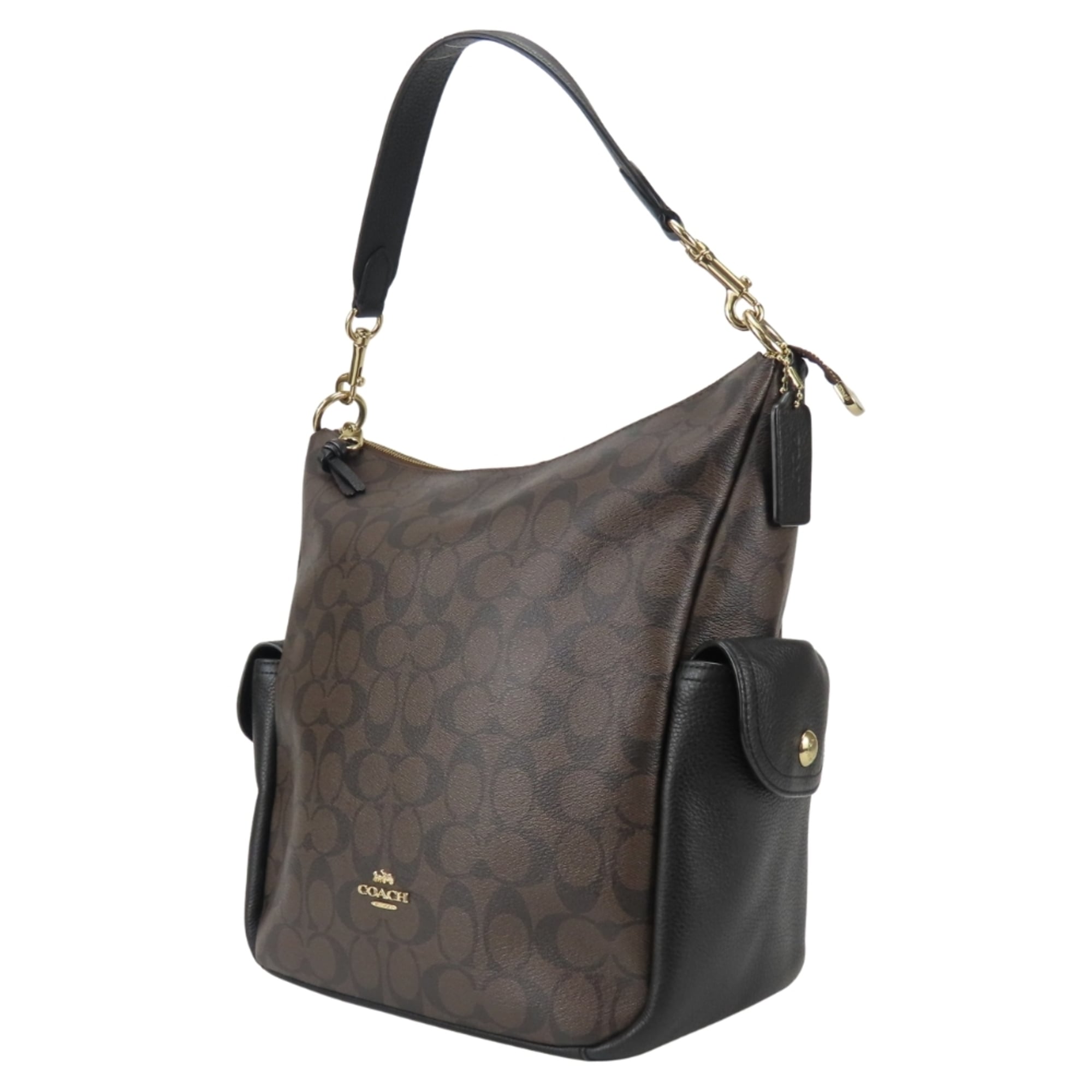 Coach Black Dark Brown Pvc Leather Shoulder Bag (Pre-Owned)