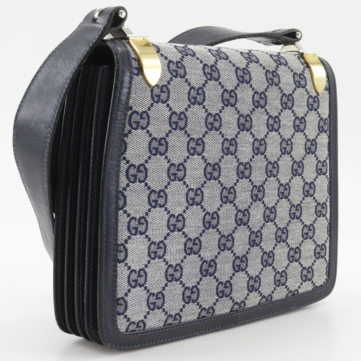 Gucci Navy Gg Canvas Shoulder Bag (Pre-Owned)