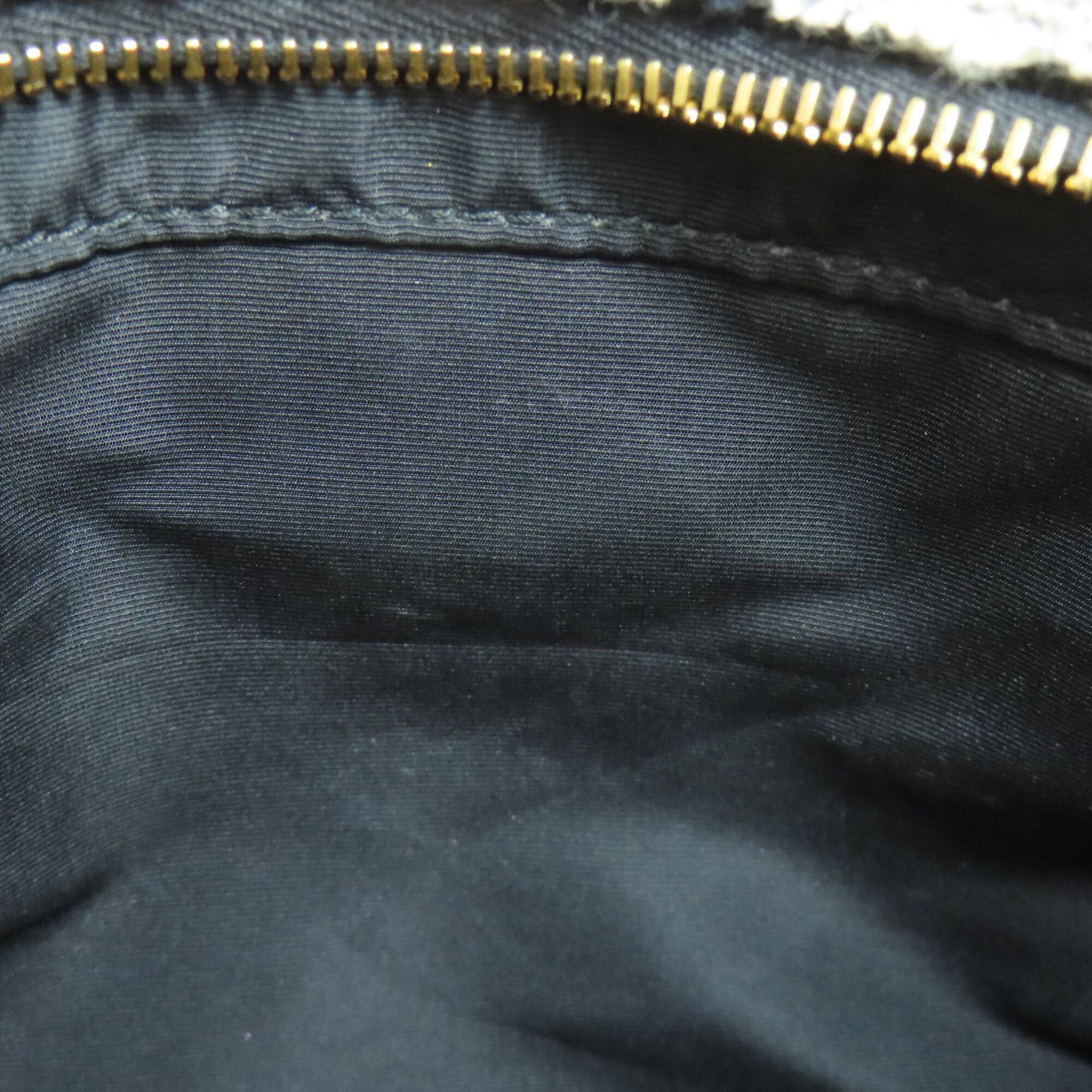 Miu Miu Black White Pile Fabric Handbag (Pre-Owned)