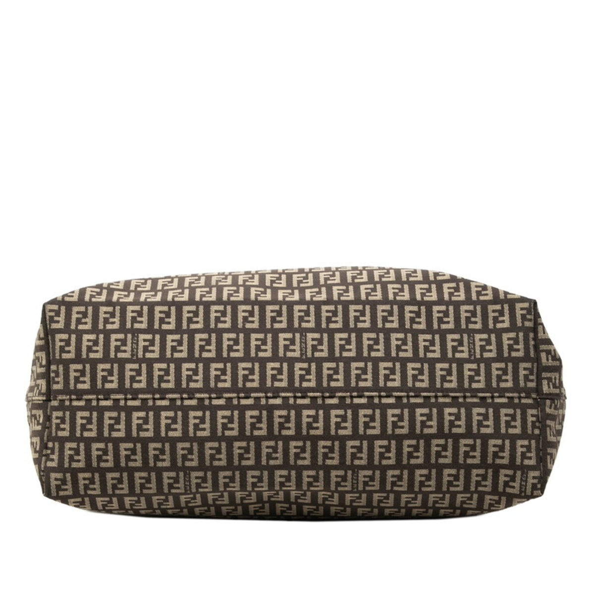 Fendi Zucchino Beige Brown Canvas Leather Shoulder Bag Tote Bag (Pre-Owned)