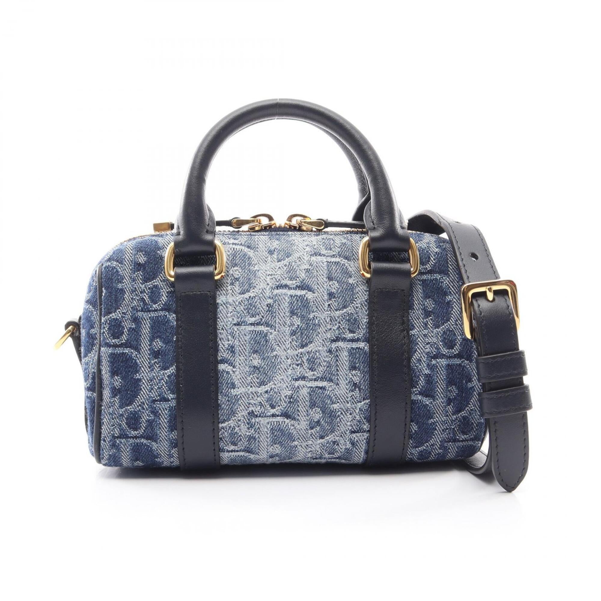 Christian Dior Blue Navy Denim Leather Handbag (Pre-Owned)