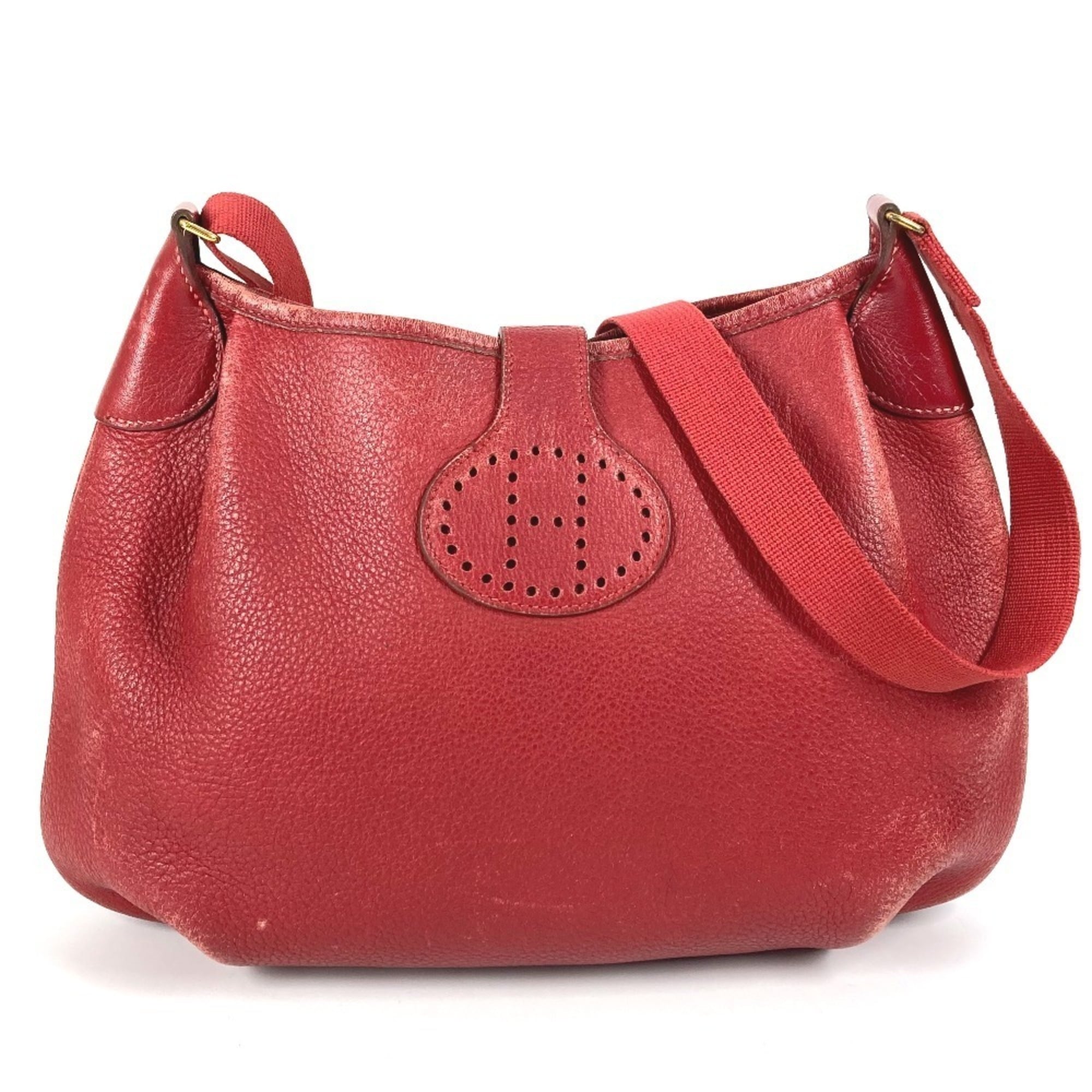 Hermes Red Color Leather Pochette Shoulder Bag (Pre-Owned)