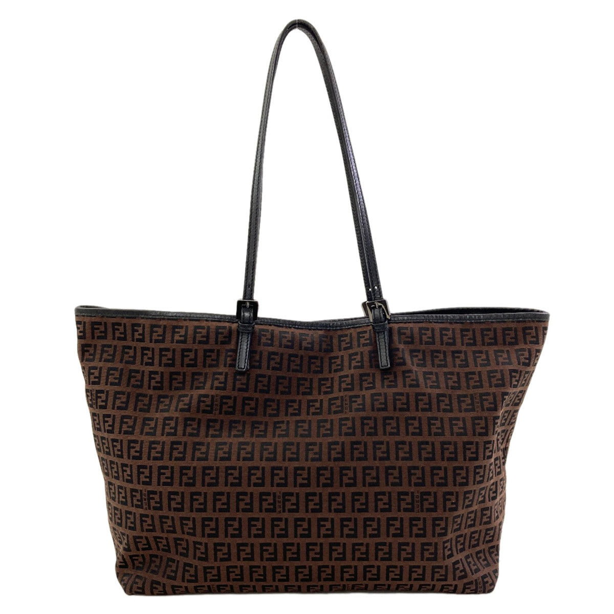 Fendi Brown Canvas Leather Tote Bag (Pre-Owned)