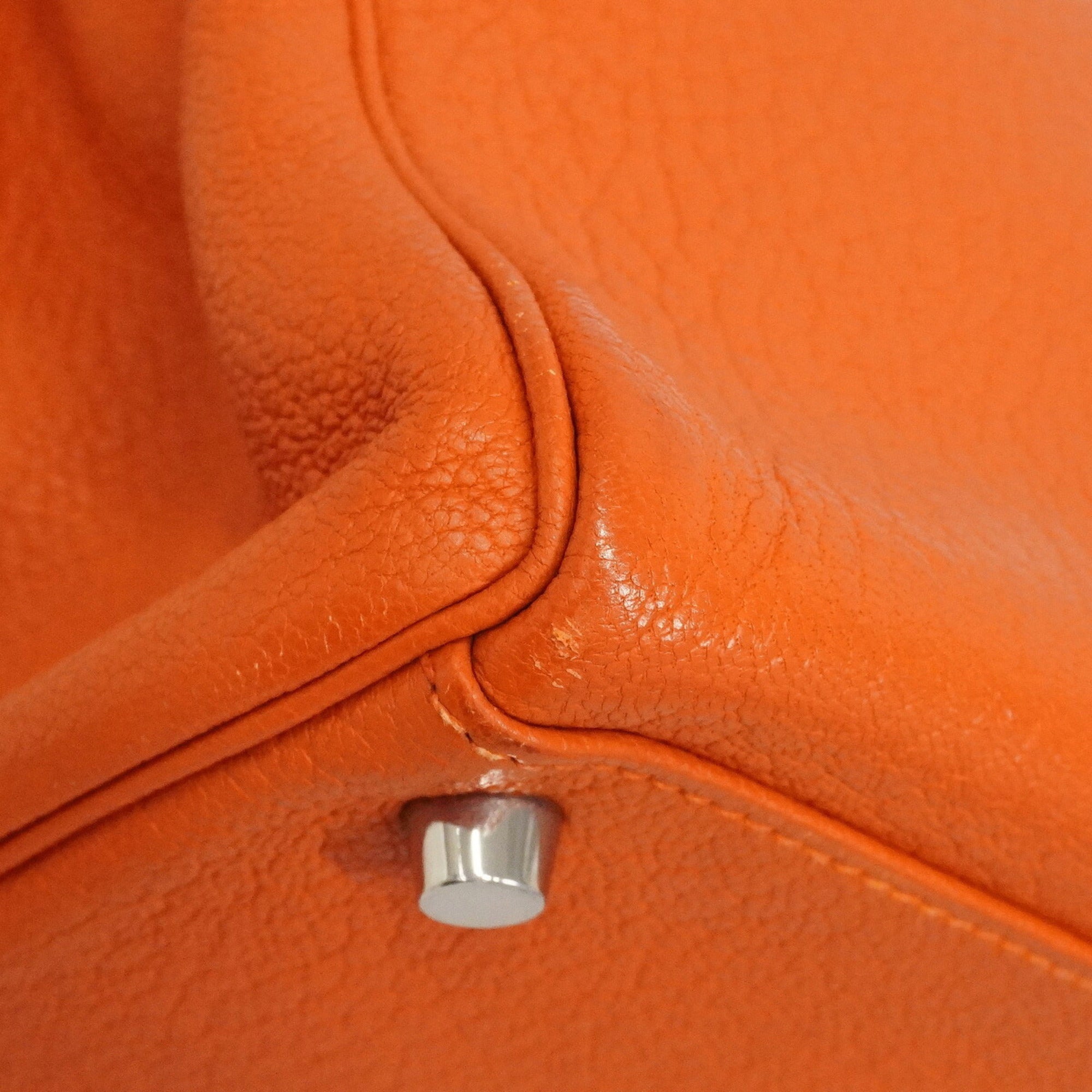 Hermes Orange Chevre Leather Handbag (Pre-Owned)