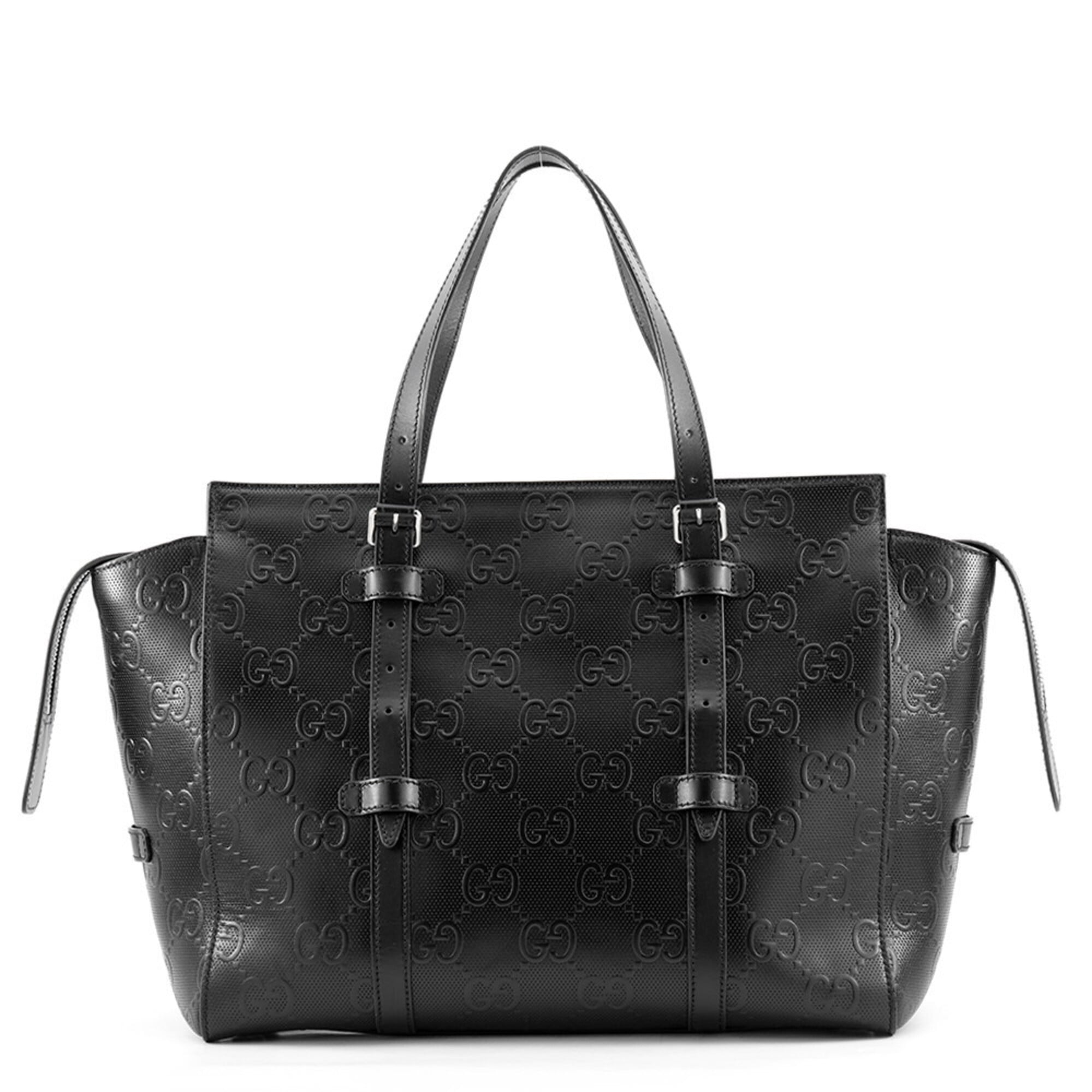 Gucci Black Leather Handbag Tote Bag (Pre-Owned)
