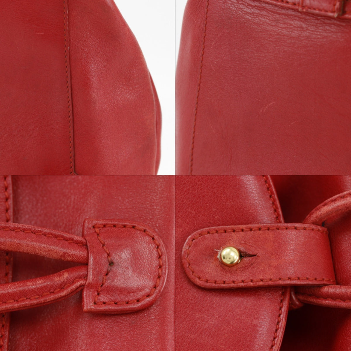 Gucci Bamboo Red Color Leather Backpack (Pre-Owned)