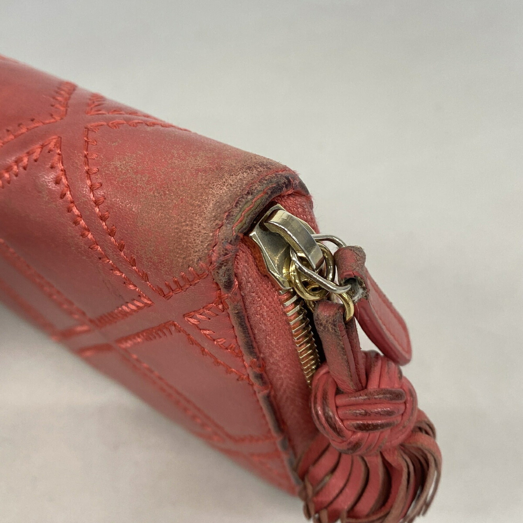Chanel Pink Leather Long Wallet (Bi-Fold) (Pre-Owned)