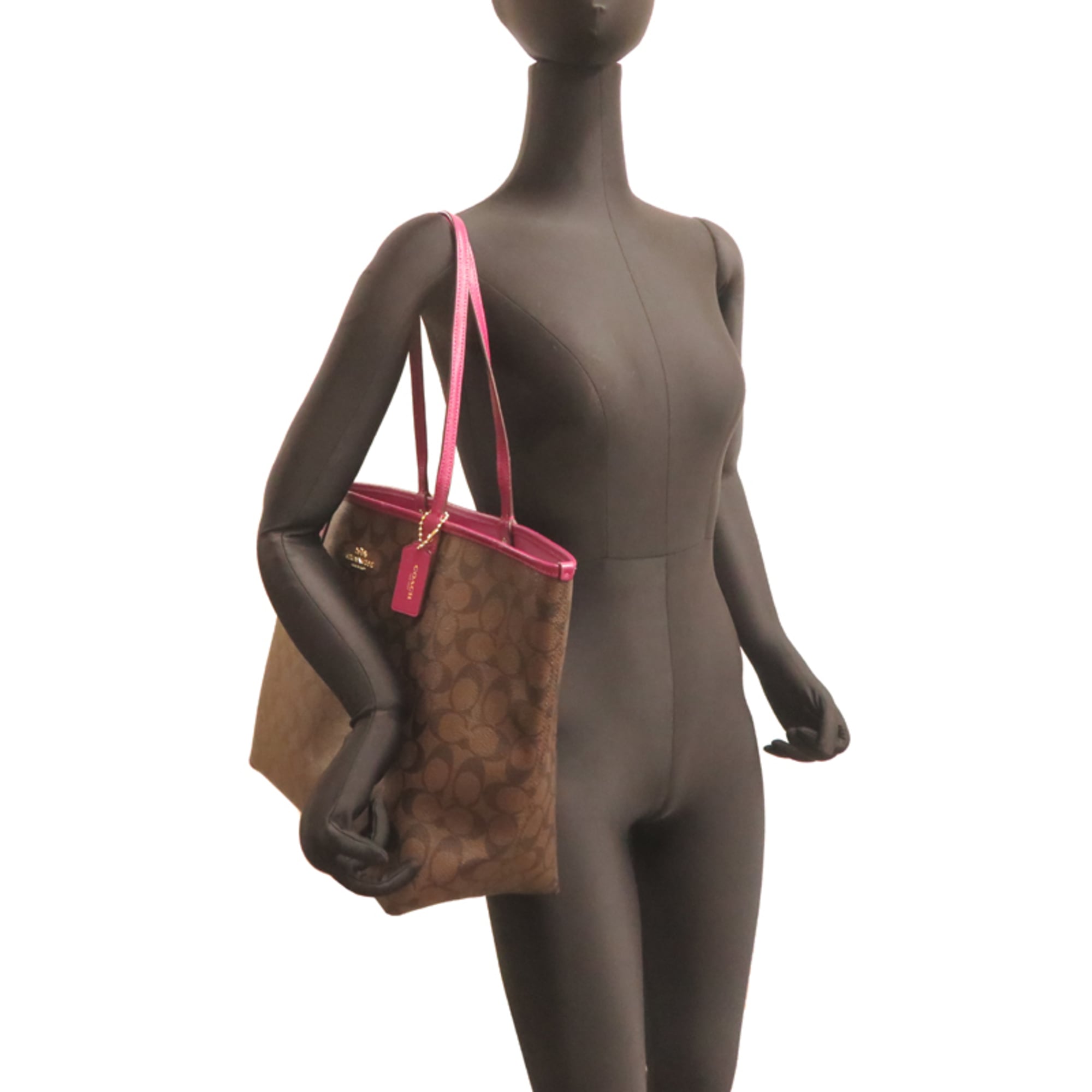 Coach Brown Leather Pvc Tote Bag (Pre-Owned)