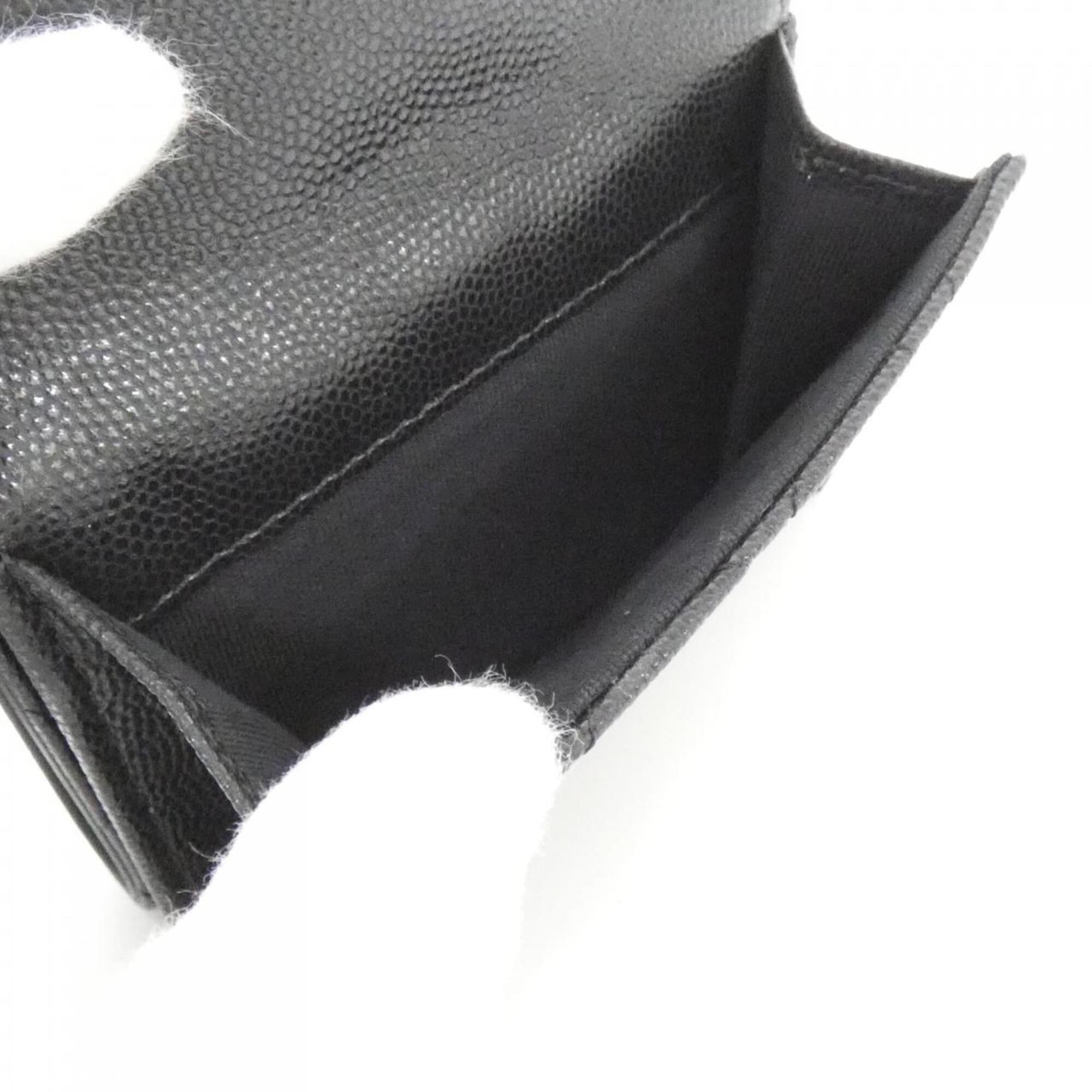 Chanel Black Grained Calfskin Wallet (Tri-Fold) (Pre-Owned)