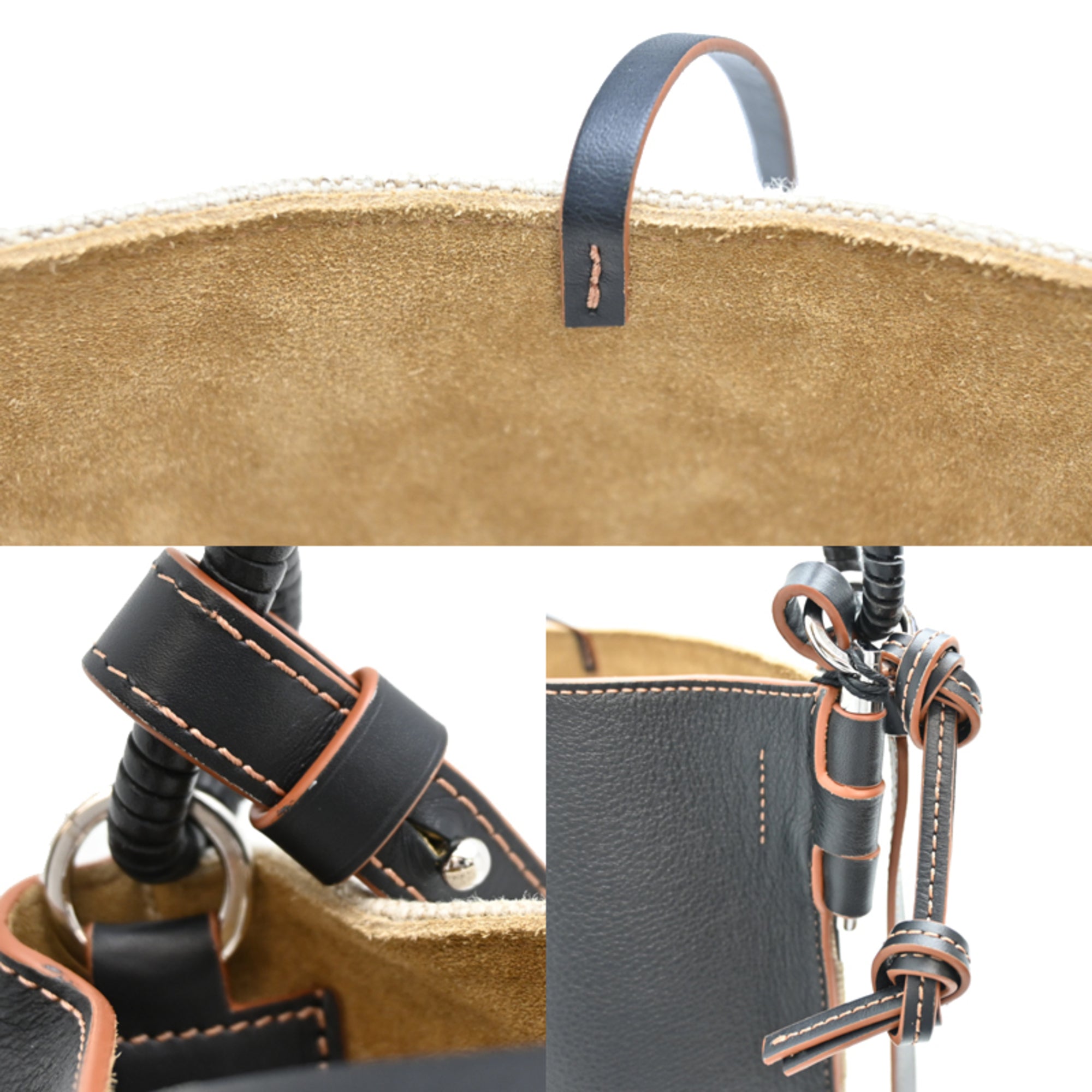 Loewe Beige Black Leather Canvas Baguette Bag (Pre-Owned)