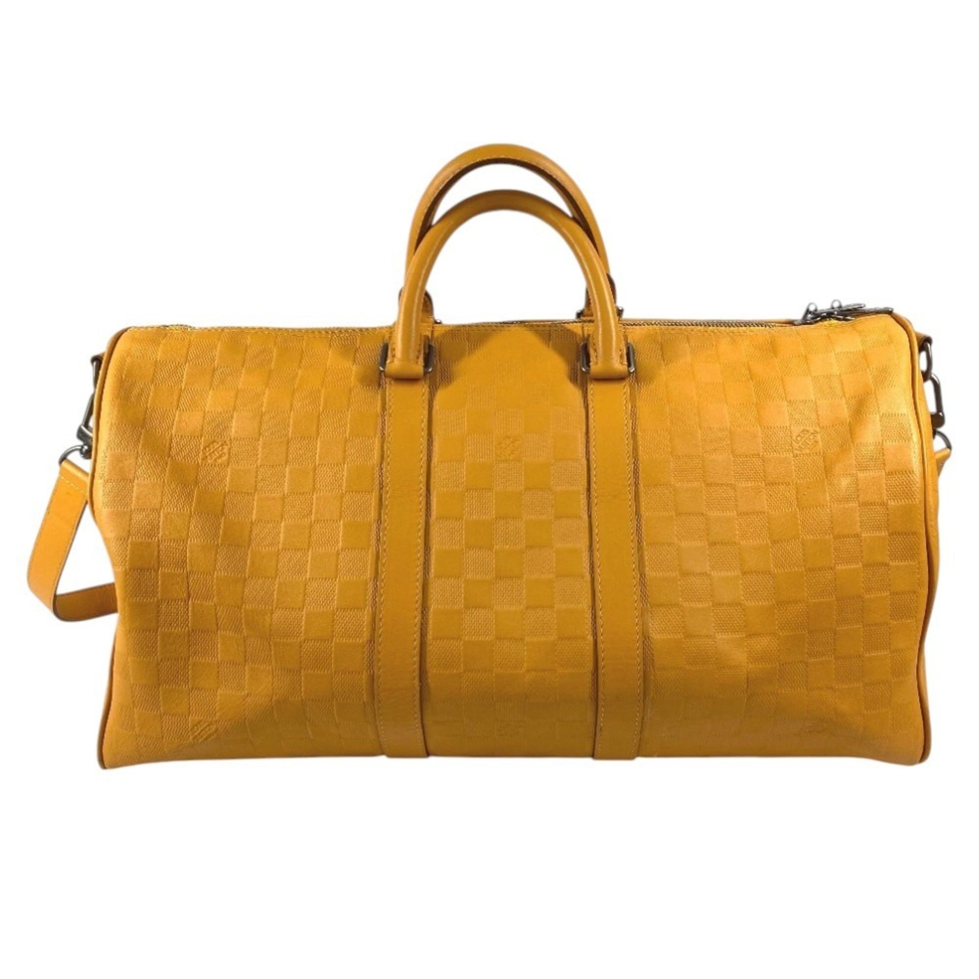 Louis Vuitton Yellow Damier Infini Boston Bag Handbag Shoulder Bag (Pre-Owned)