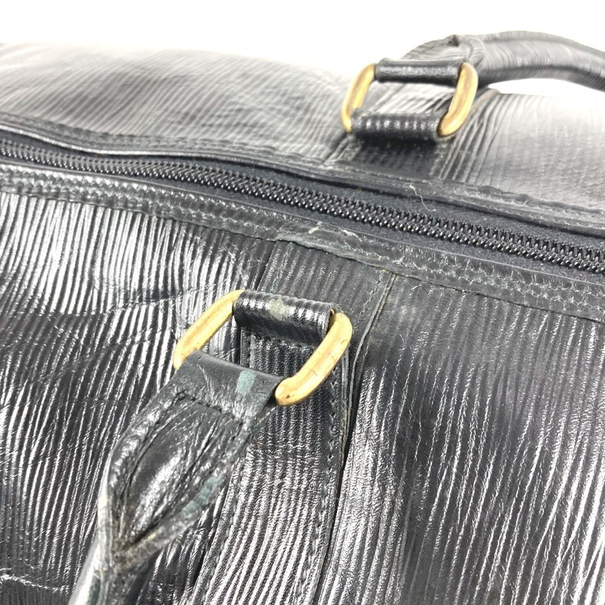 Fendi Black Leather Boston Bag Handbag (Pre-Owned)