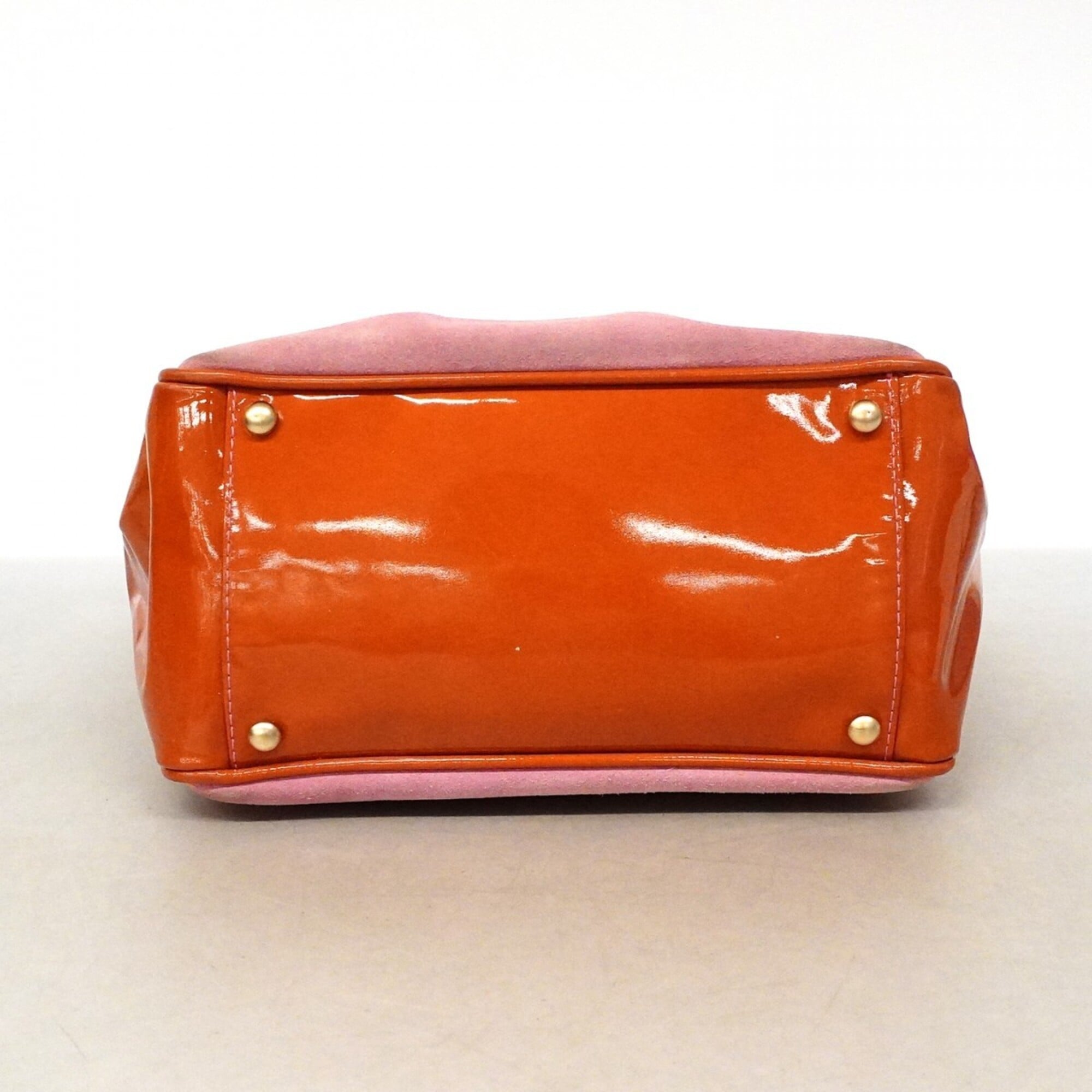 Chanel Orange Pink Suede Patent Leather Tote Bag (Pre-Owned)