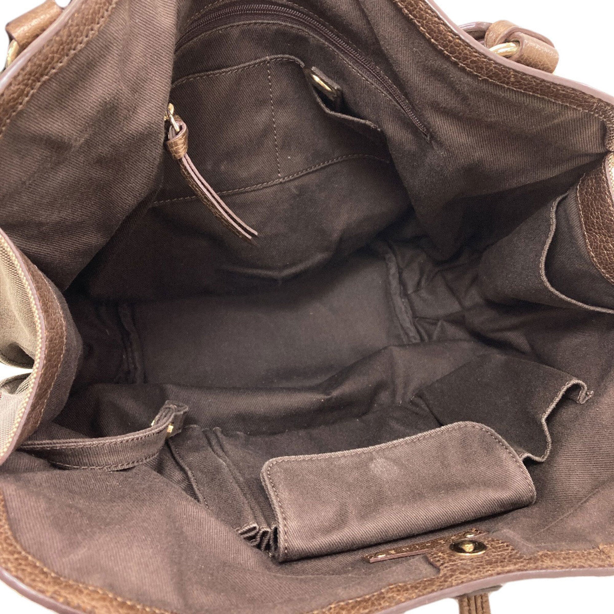 Celine Brown Canvas Handbag (Pre-Owned)
