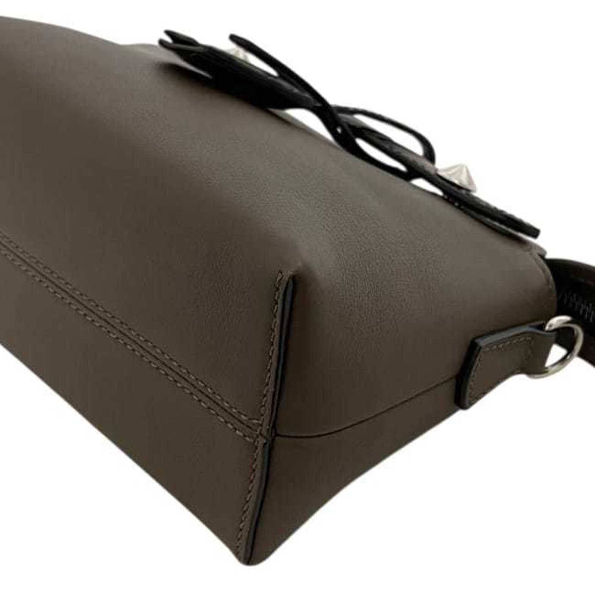 Fendi Beige Brown Leather Shoulder Bag (Pre-Owned)
