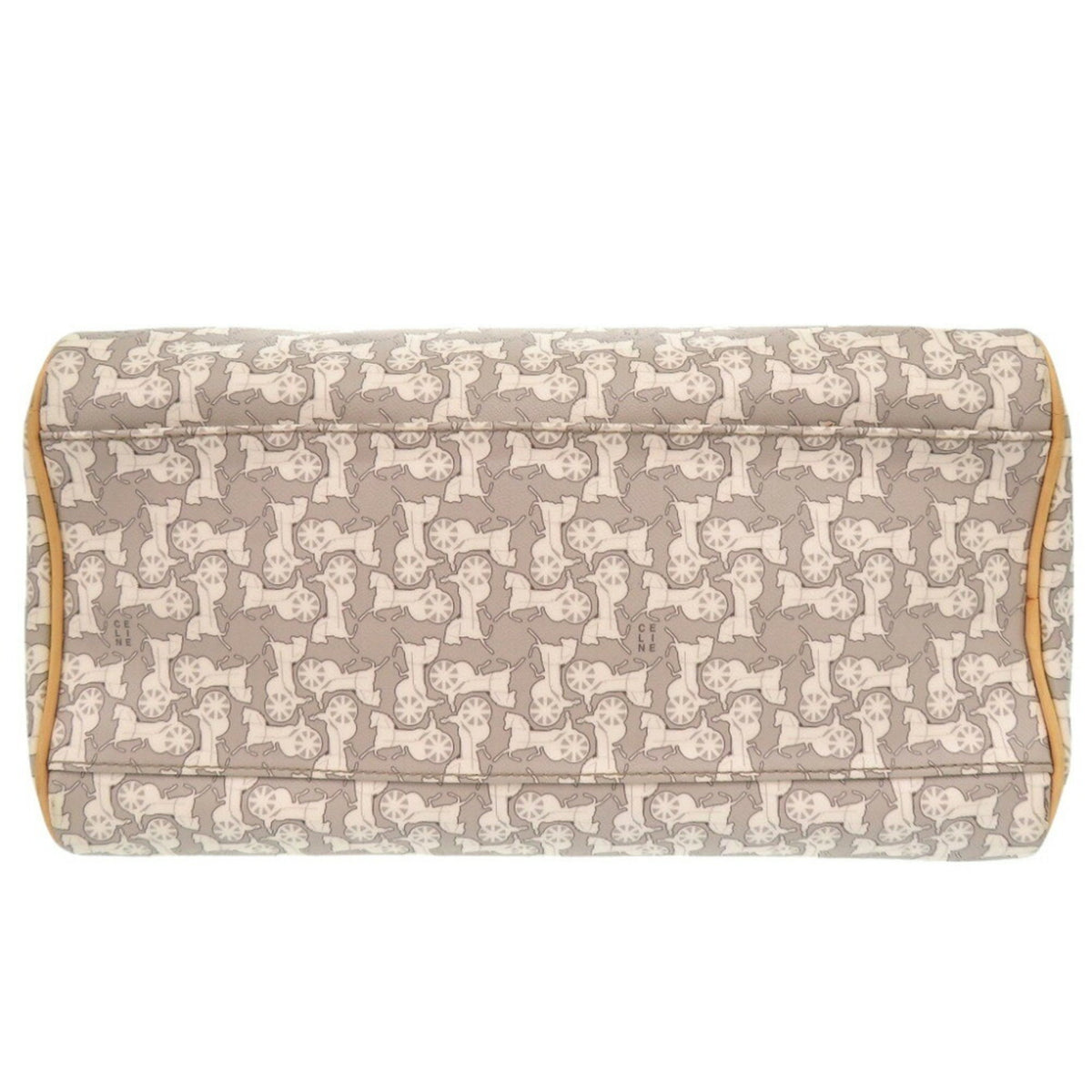 Celine Beige Gray White Pvc Leather Boston Bag Handbag (Pre-Owned)