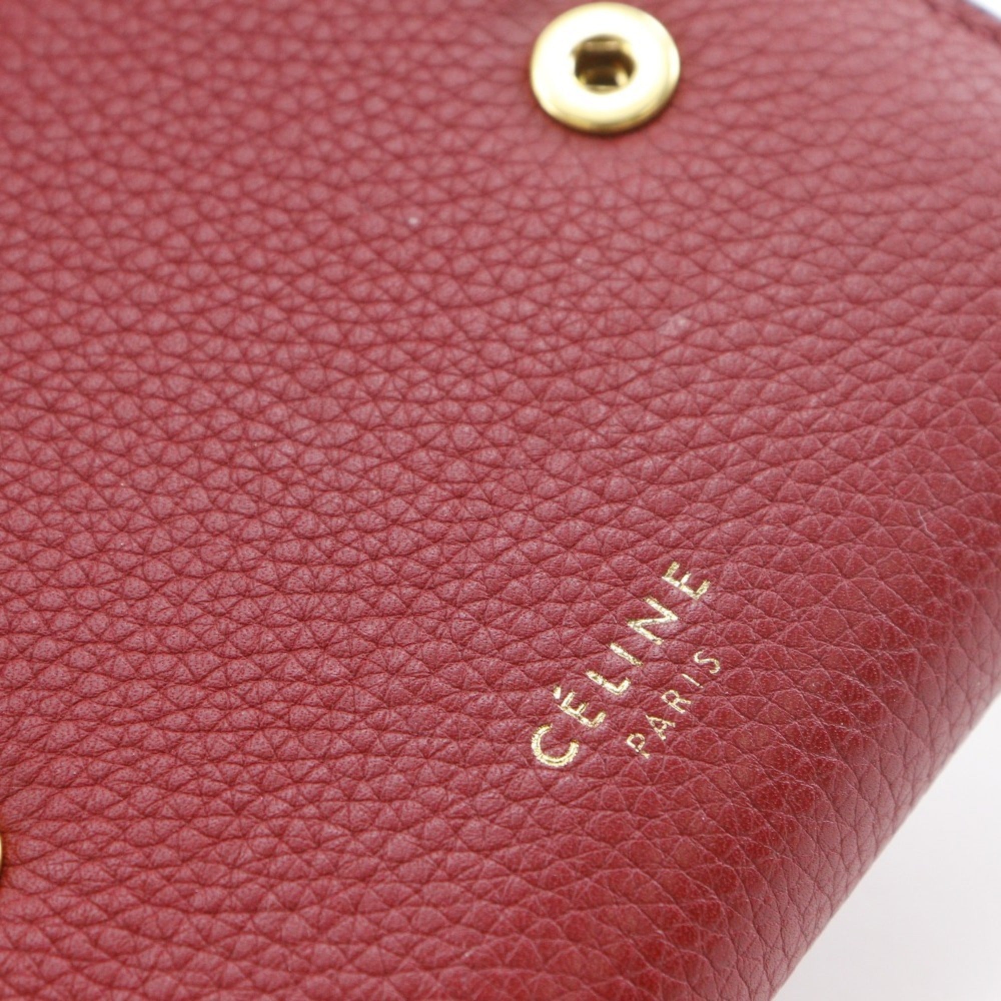 Celine Red Color Leather Wallet (Tri-Fold) (Pre-Owned)