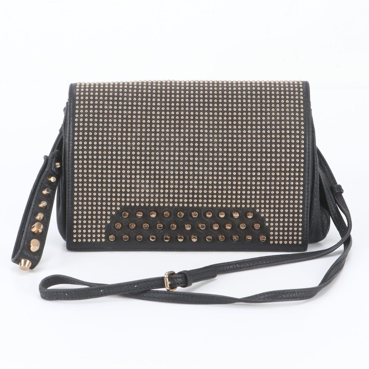 Mcm Black Gold Leather Shoulder Bag (Pre-Owned)