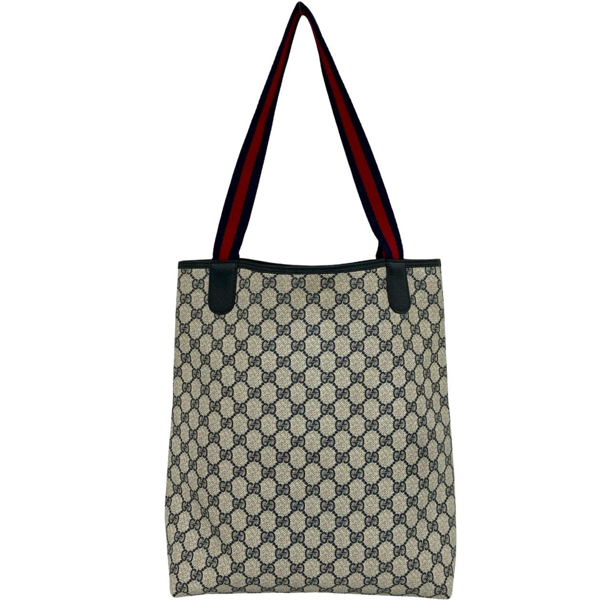 Gucci Navy Red Color Leather Pvc Shoulder Bag Tote Bag (Pre-Owned)