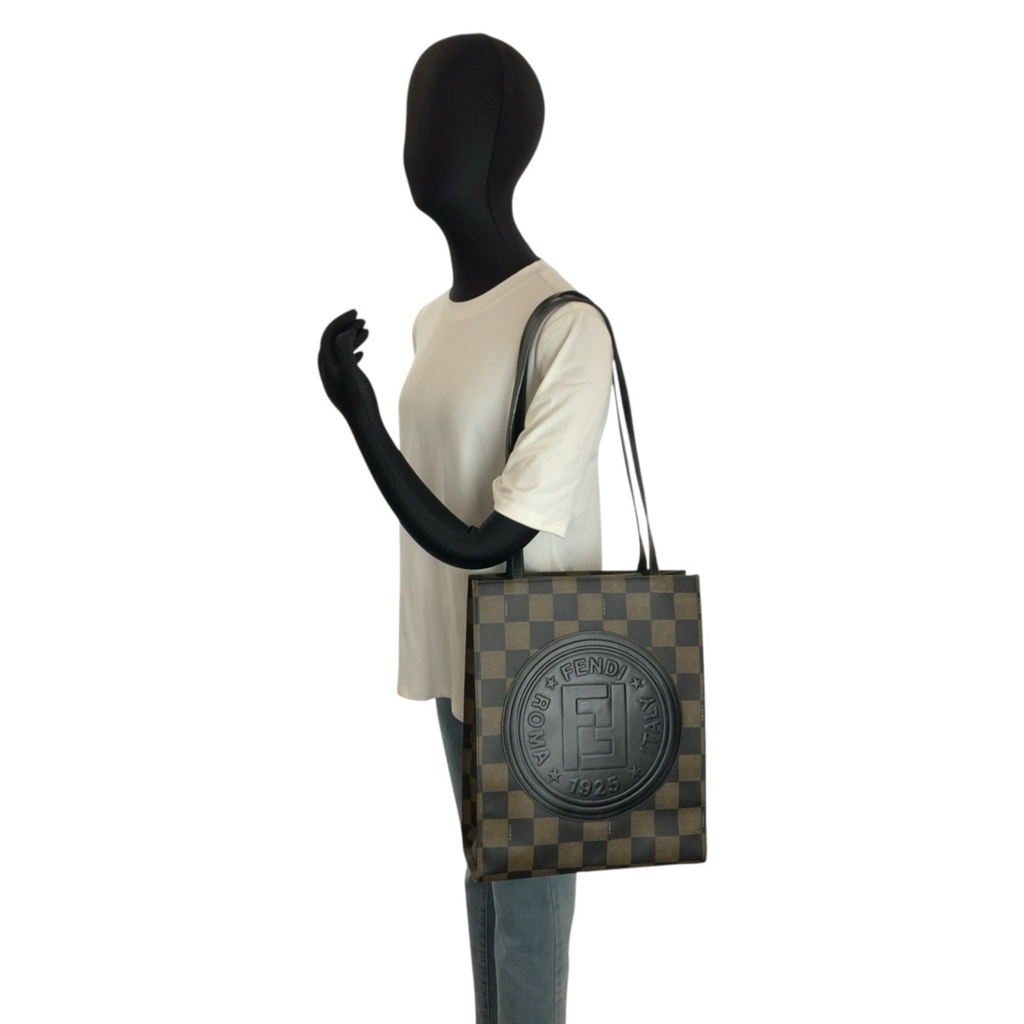 Fendi Black Brown Pvc Shoulder Bag Tote Bag (Pre-Owned)