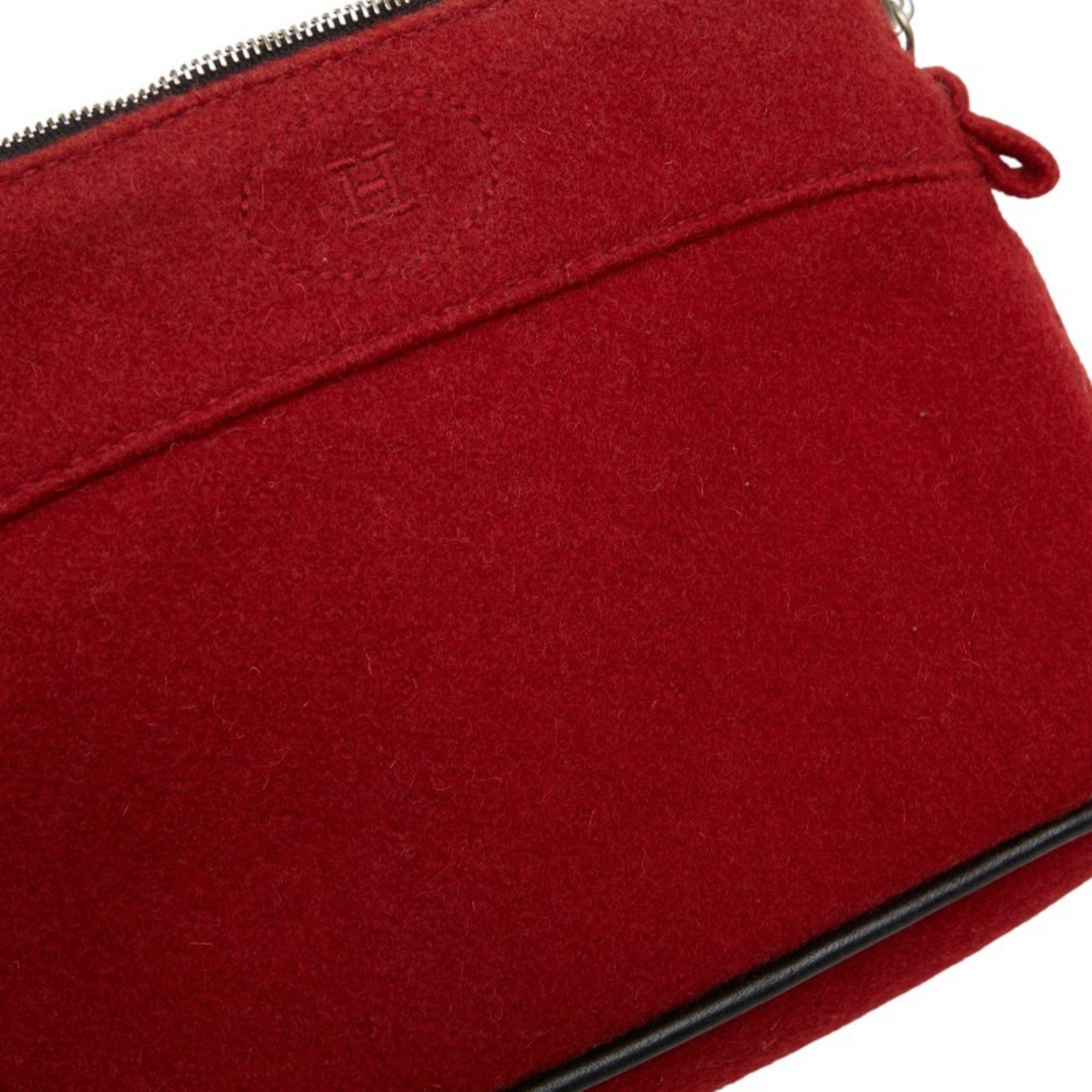 Hermes Red Color Wool Pouch (Pre-Owned)