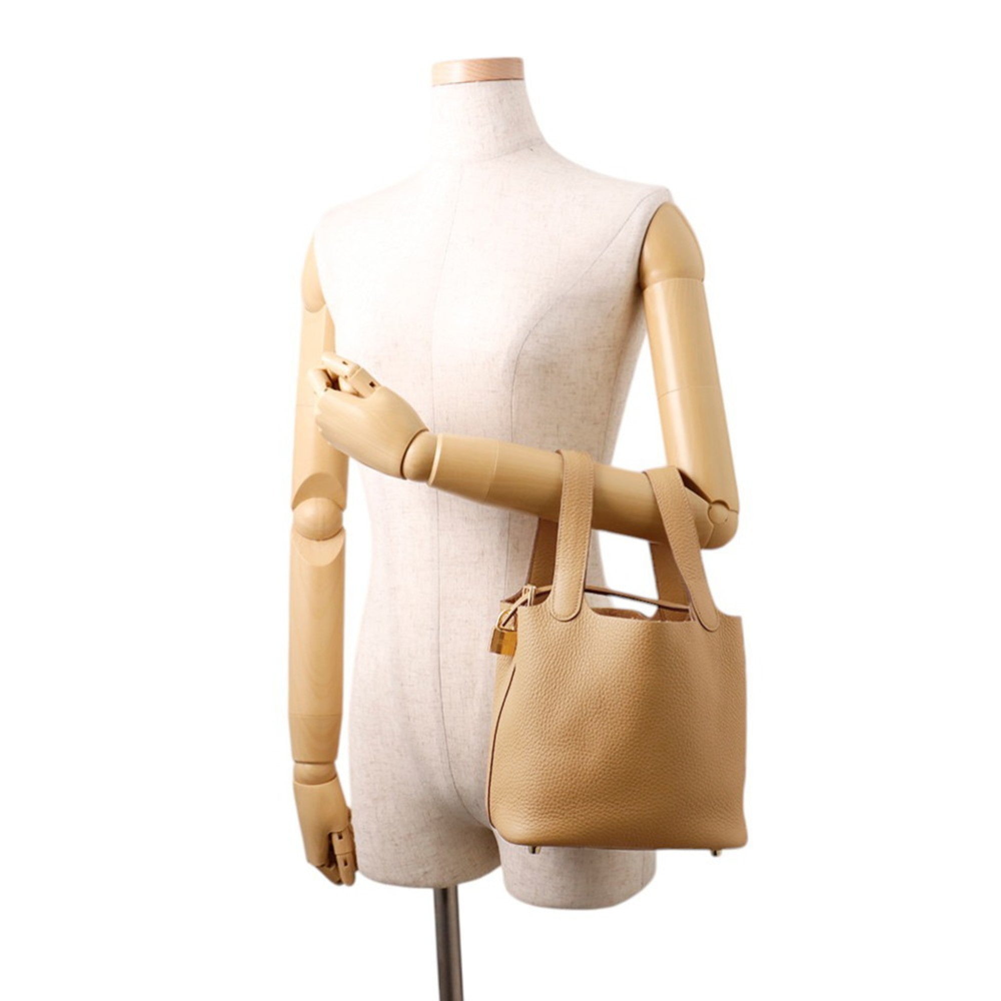 Hermes Beige Brown Taurillon Clemence Leather Handbag (Pre-Owned)