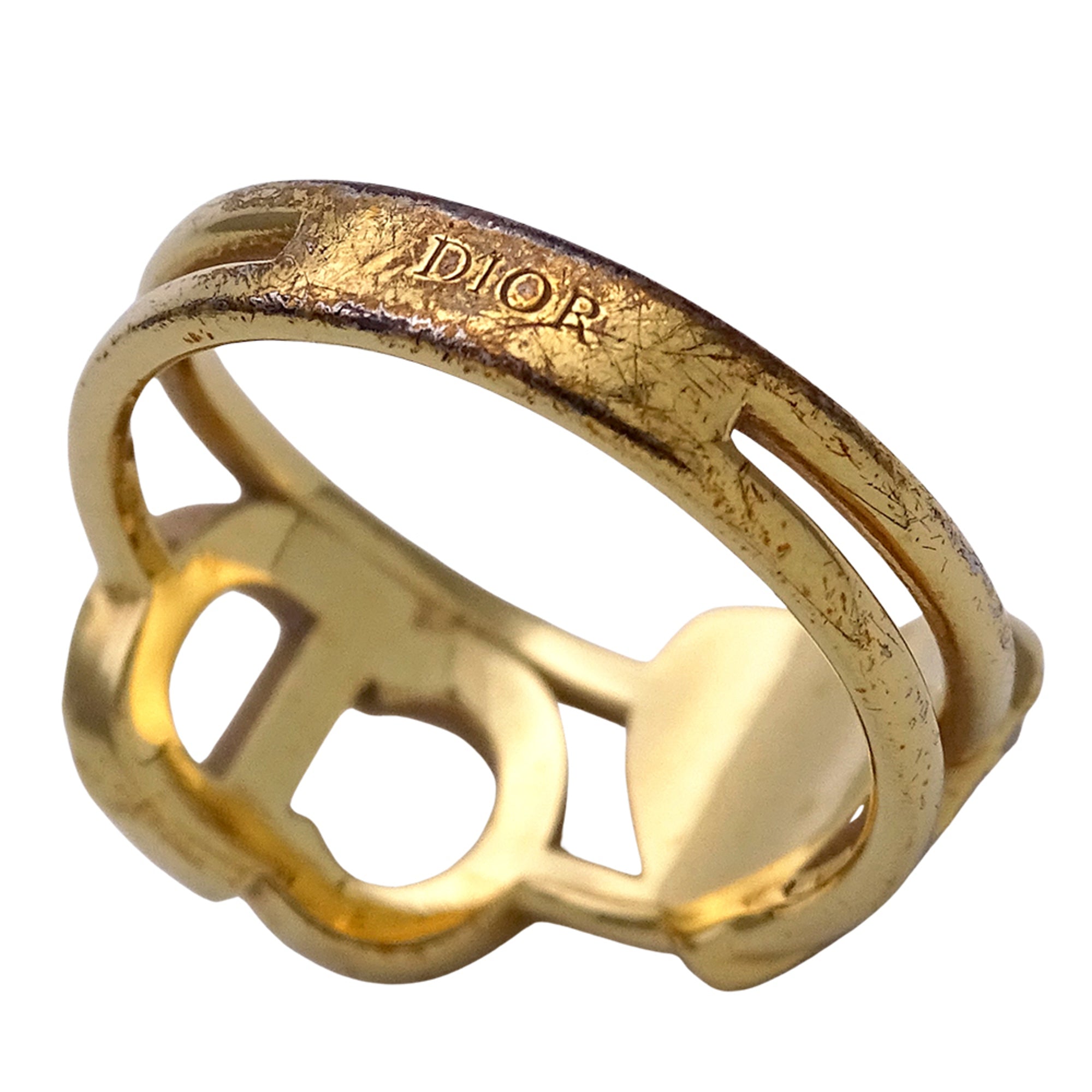 Christian Dior Gold Gold Plating Band Ring (Pre-Owned)