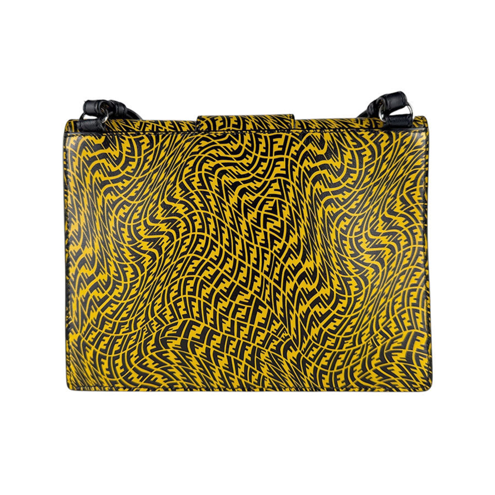 Fendi Black Yellow Leather Shoulder Bag (Pre-Owned)