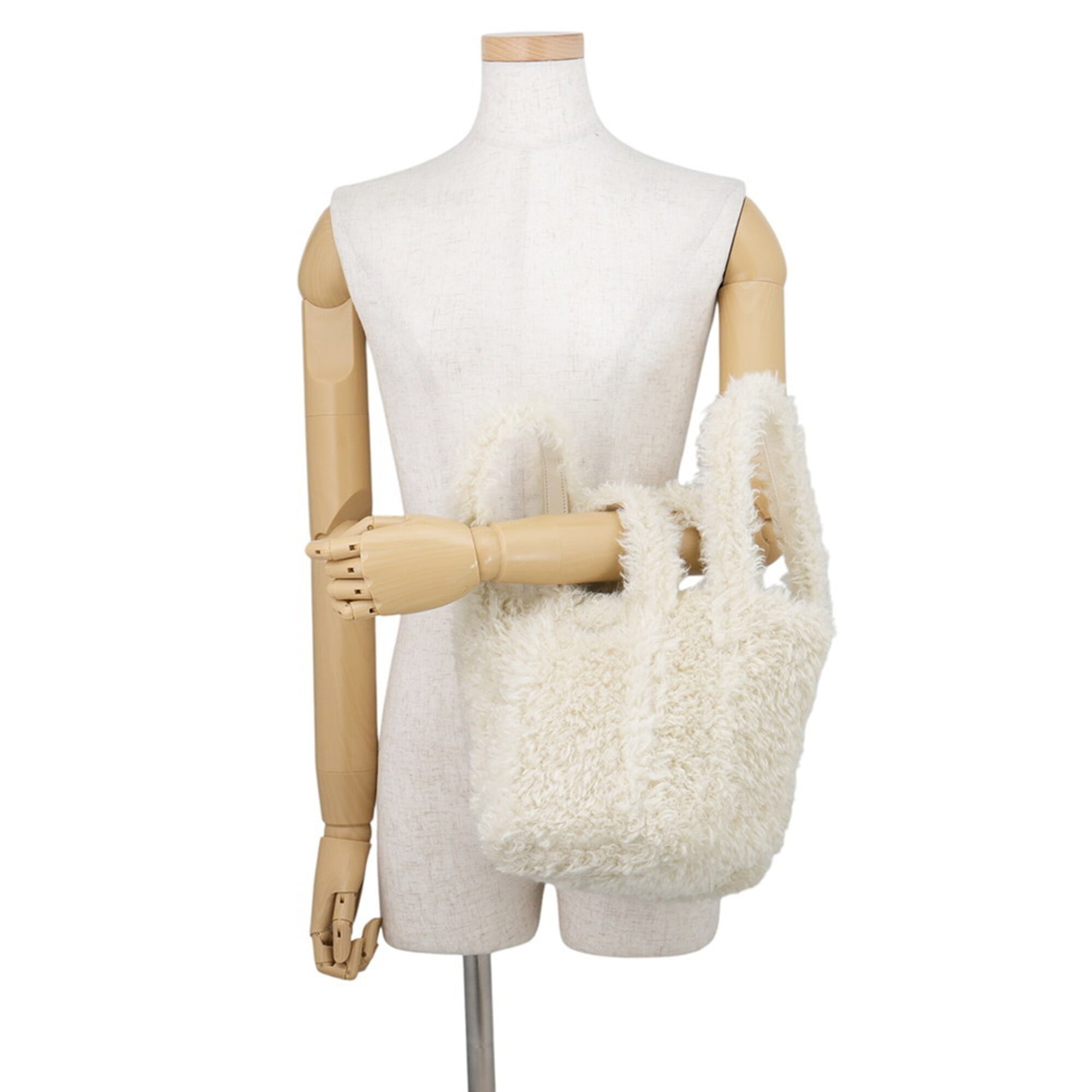 Balenciaga Ivory Fur Leather Handbag Shoulder Bag (Pre-Owned)
