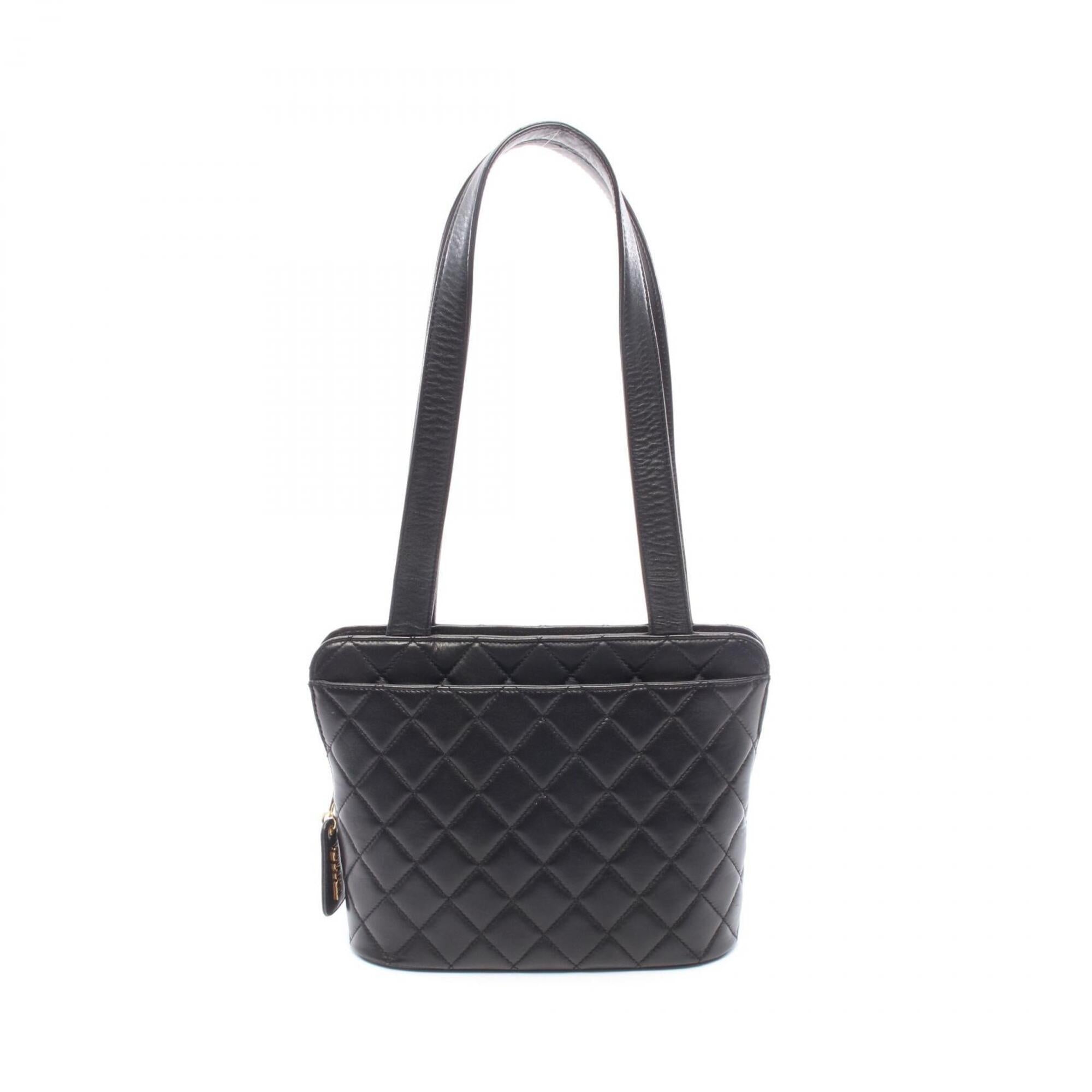 Chanel Black Leather Handbag Shoulder Bag (Pre-Owned)