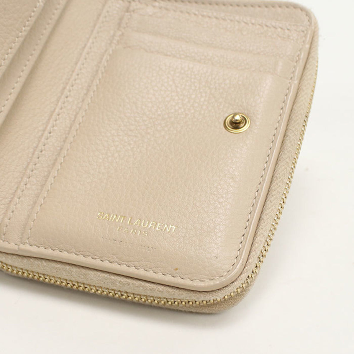 Saint Laurent Beige Leather Wallet (Bi-Fold) (Pre-Owned)