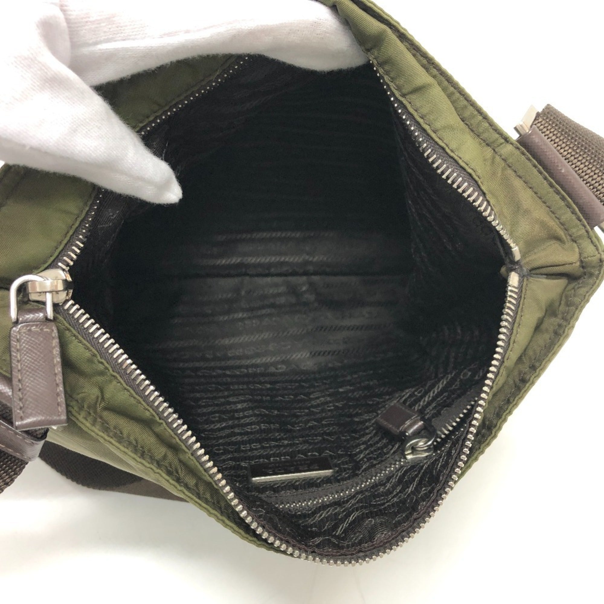 Prada Khaki Nylon Shoulder Bag (Pre-Owned)