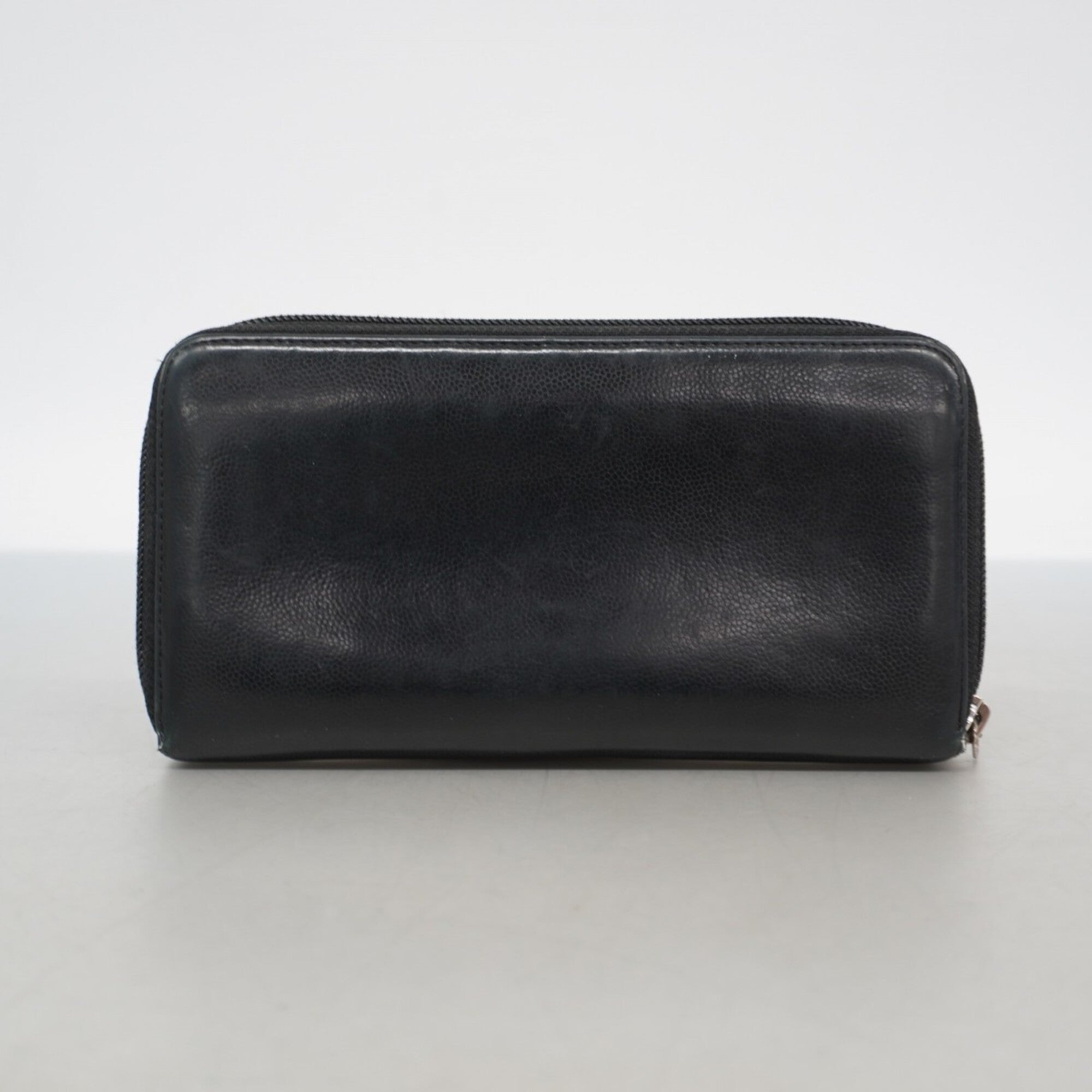 Chanel Black Leather Long Wallet (Bi-Fold) (Pre-Owned)