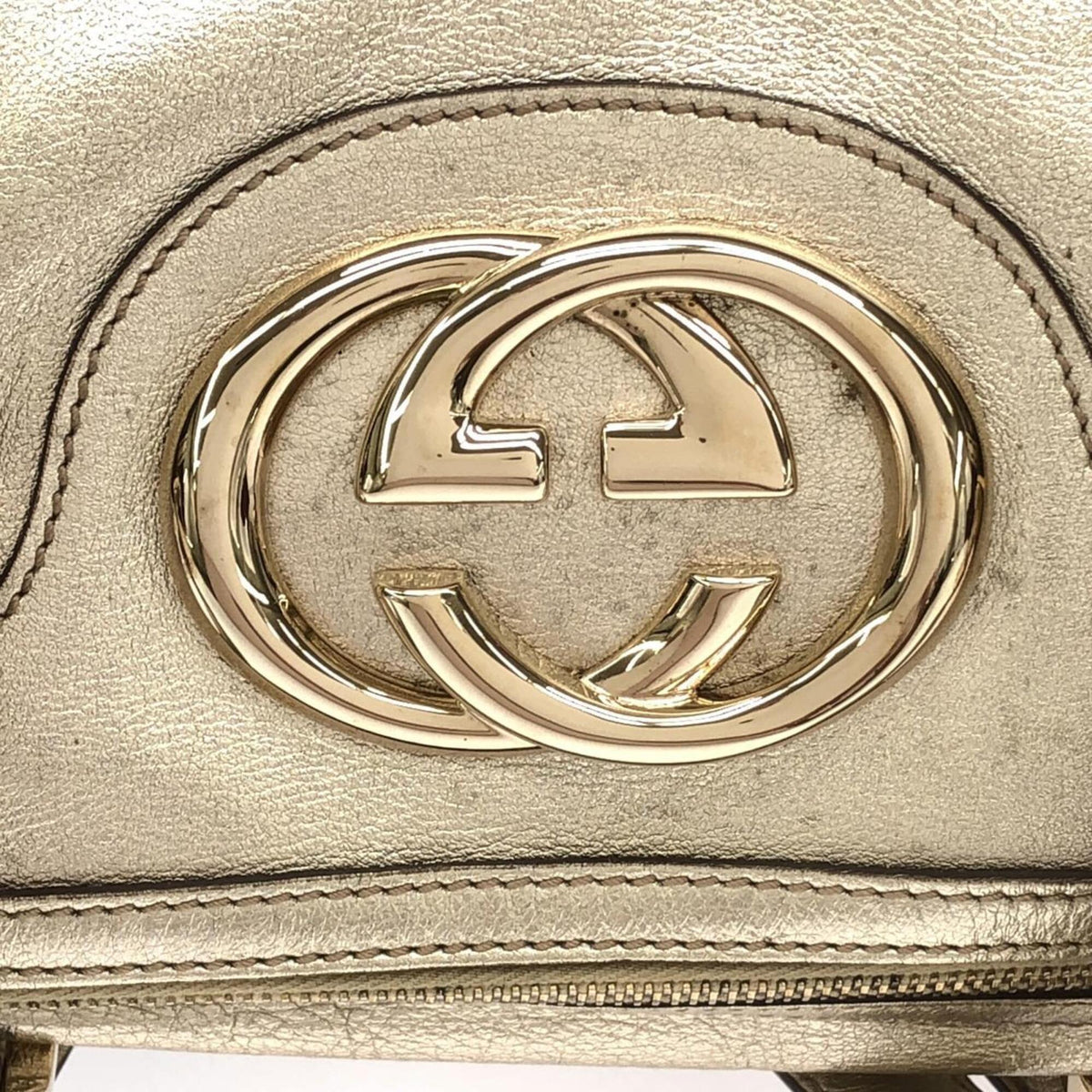 Gucci Metallic Gold Leather Boston Bag (Pre-Owned)