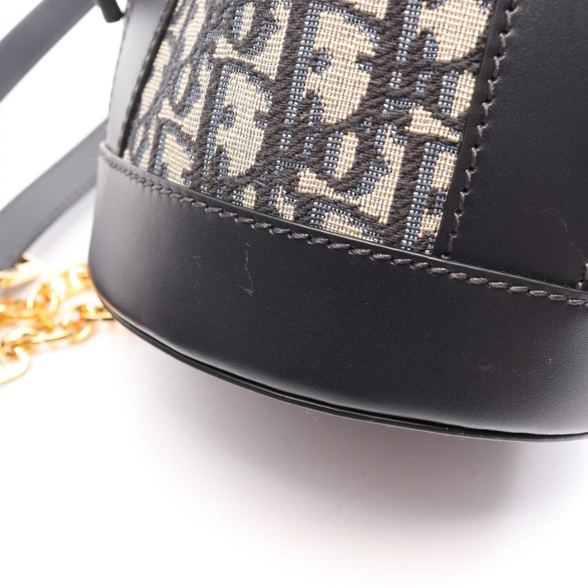 Christian Dior Beige Navy Leather Canvas Backpack Handbag (Pre-Owned)